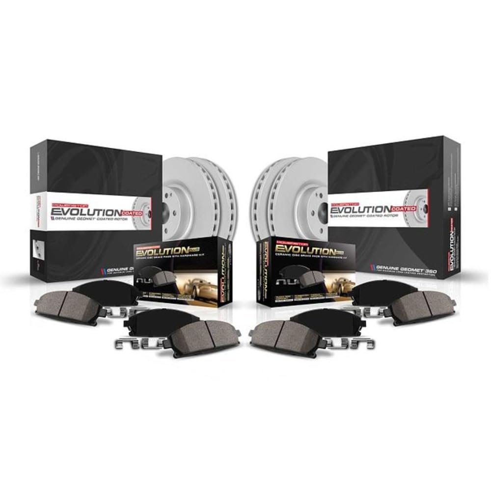 Power Stop CRK6560 Front and Rear Z17 Evolution Brake Pads with Geomet® Coated Brake Rotors Kit For Cadillac Escalade Silverado 1500 Suburban Tahoe GMC Sierra 1500 Yukon