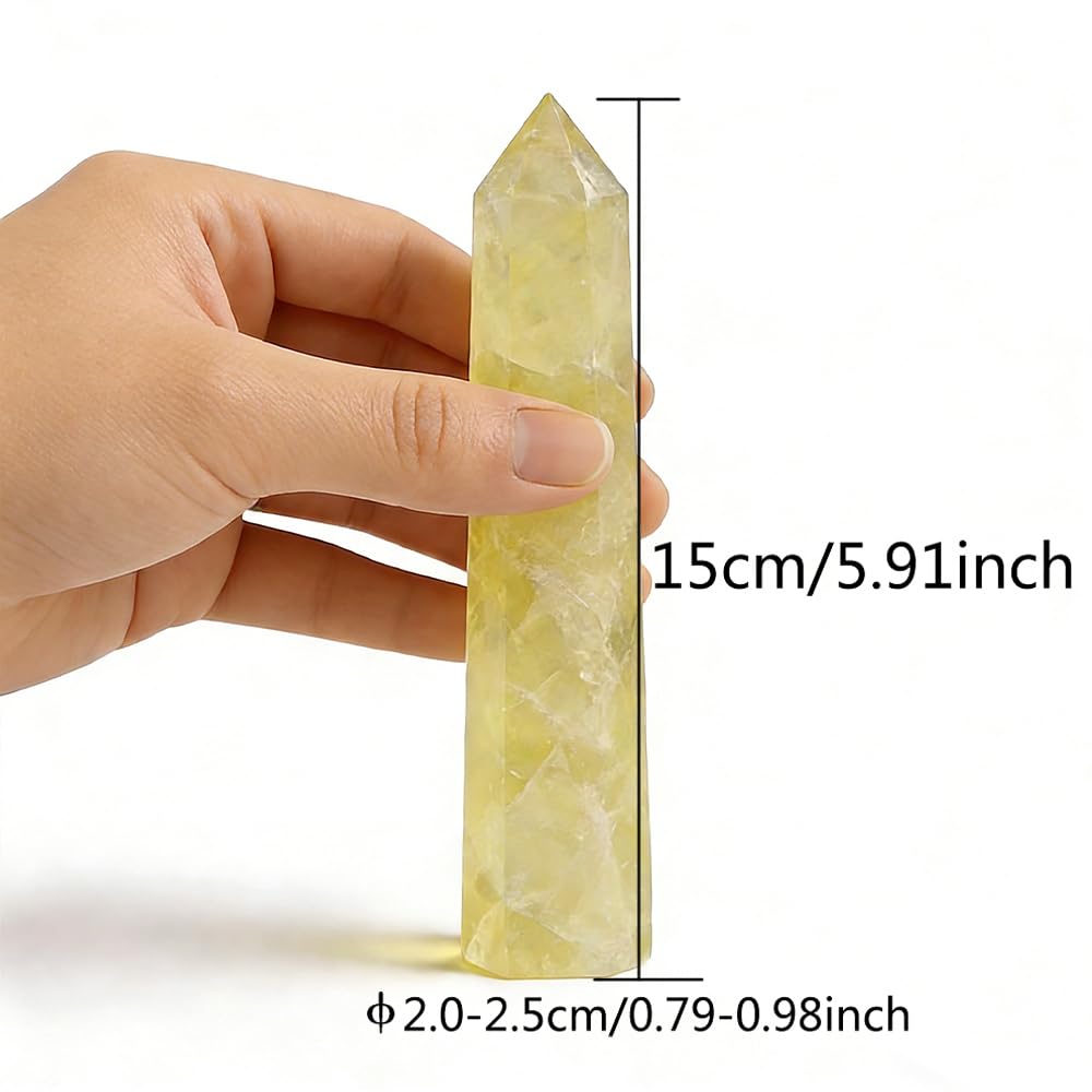 2pcs Natural Citrine Crystal Point Wand 5.8-6.2 inch Raw Stone Hand-Polished Crystal Pillar Chakra Balancing Spiritual Healing & Meditation(Citrine / 5.8-6.2 inch 2pcs)