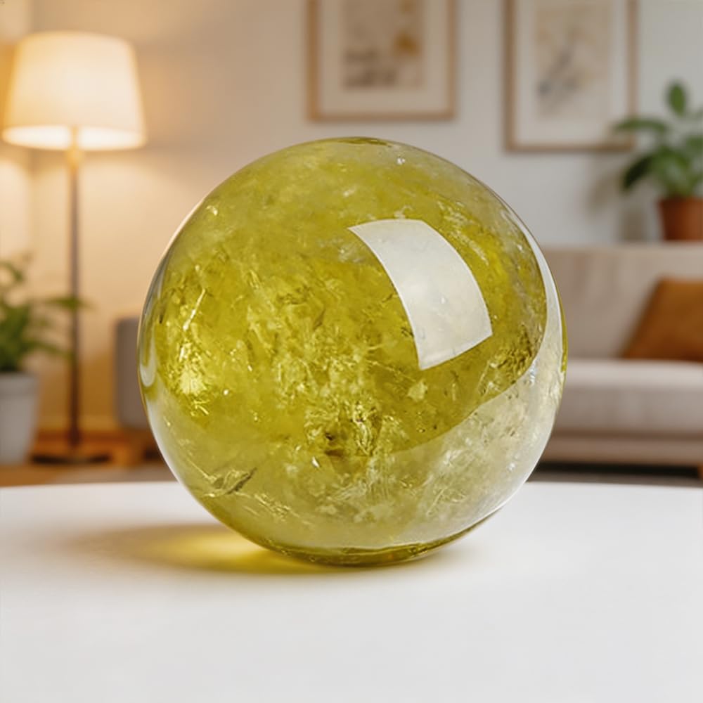 40-50mm Natural Citrine Crystal Ball, Hand Polished Yellow Quartz Sphere, Reiki Healing Crystal Sphere, Energy Balancing Stone Crafts, Feng Shui Home Desktop Ornament, Decorative Gift