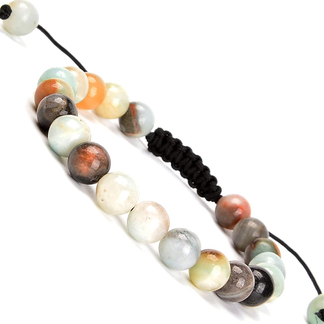 MASSIVE BEADS Natural Multi-Color Amazonite Gemstone Bracelet Braided Macrame Stones Healing Crystal Quartz Great Gifts (Multi-Color Amazonite, 8mm)