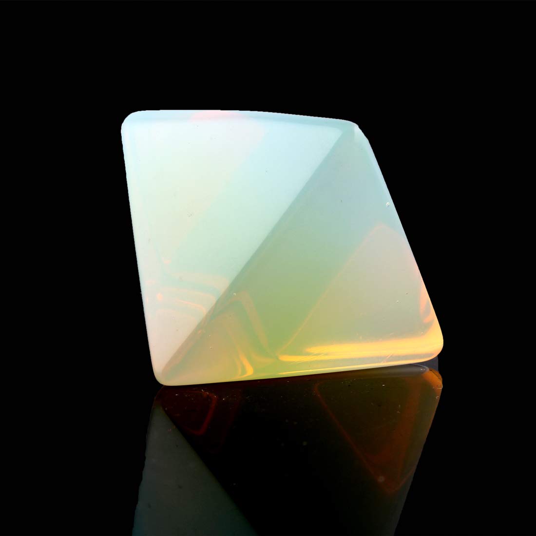 1.5inch Natural Pyramid Carved Chakra Healing Crystal Reiki Stone Gemstone Radiation Deflection Home Decor Gift Decoration Crafts (Opalite)