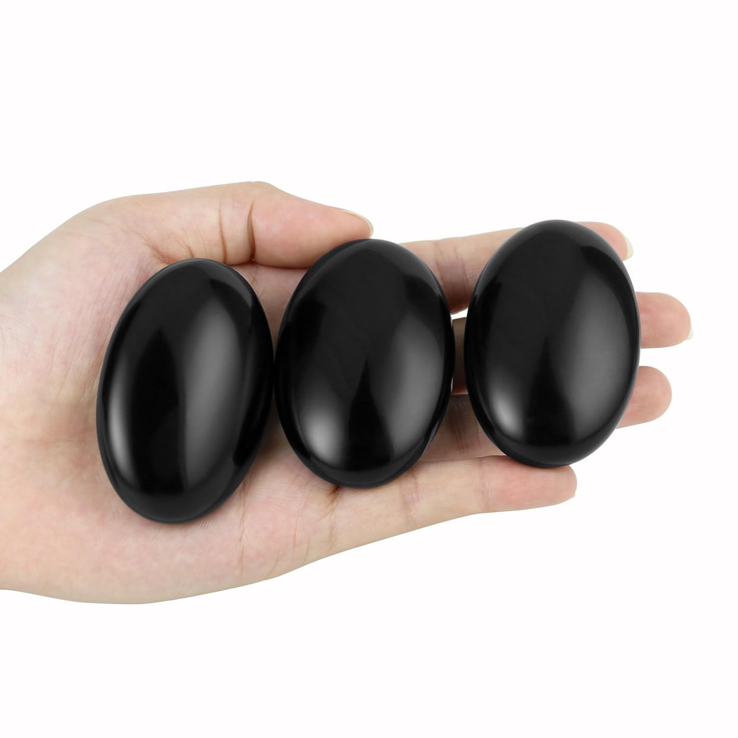 Nvzi Black Obsidian Crystal Palm Stone, Worry Stones, Crystals and Healing Stones, Polished Rocks, Natural Gemstones, Chakra Stones for Healing Crystals Daily Use