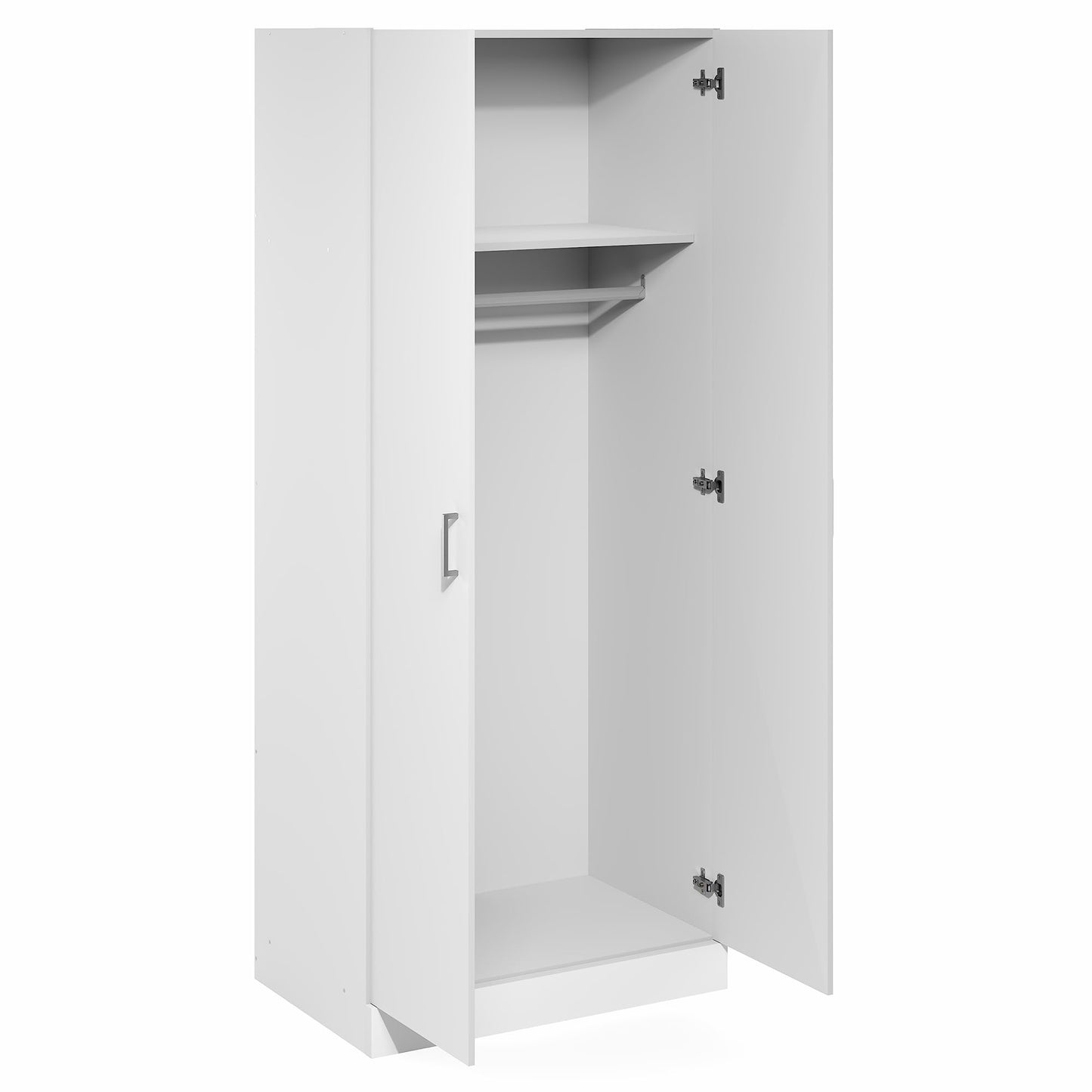 Furinno Robin Wardrobe Cabinet with Hanging Rod, Closet Organizers and Storage, for Wardrobe, Bedroom, Living Room, Entryway, White