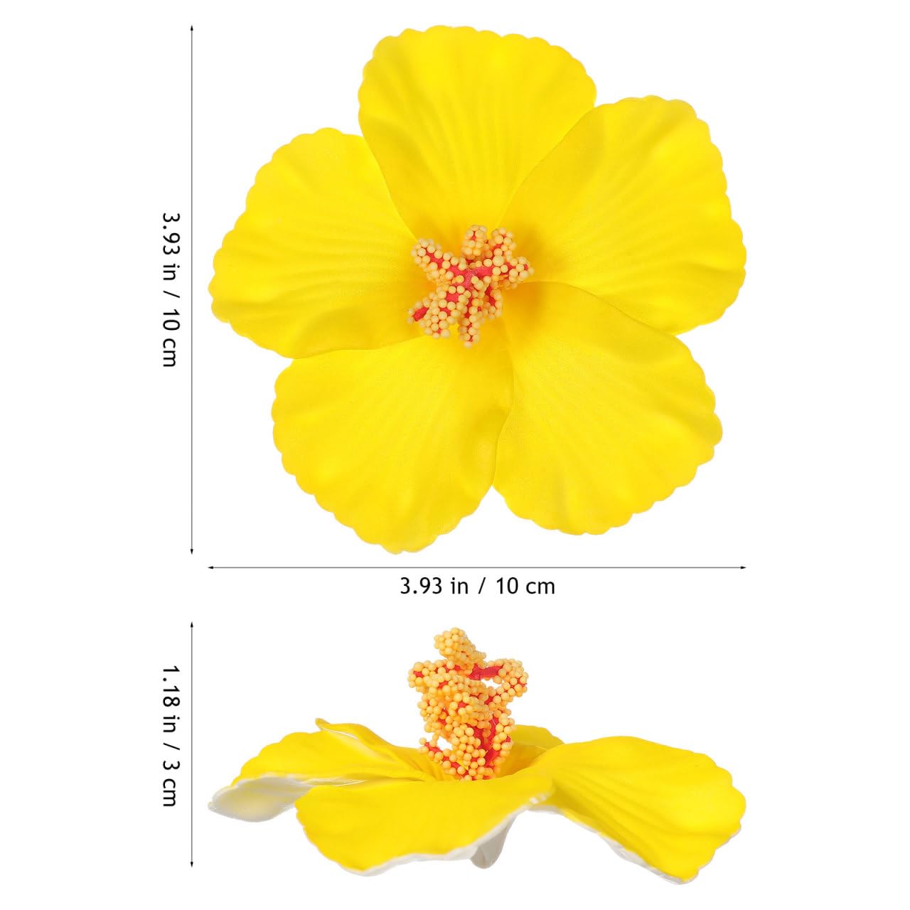 10pcs Yellow Hibiscus Flowers Artificial Flower Heads, 4 Inch Lifelike Foam Hibiscus for Hawaiian Luau Party, Soft EVA Faux Floral Heads for Tropical Wedding DIY, Photography Props Home Decor