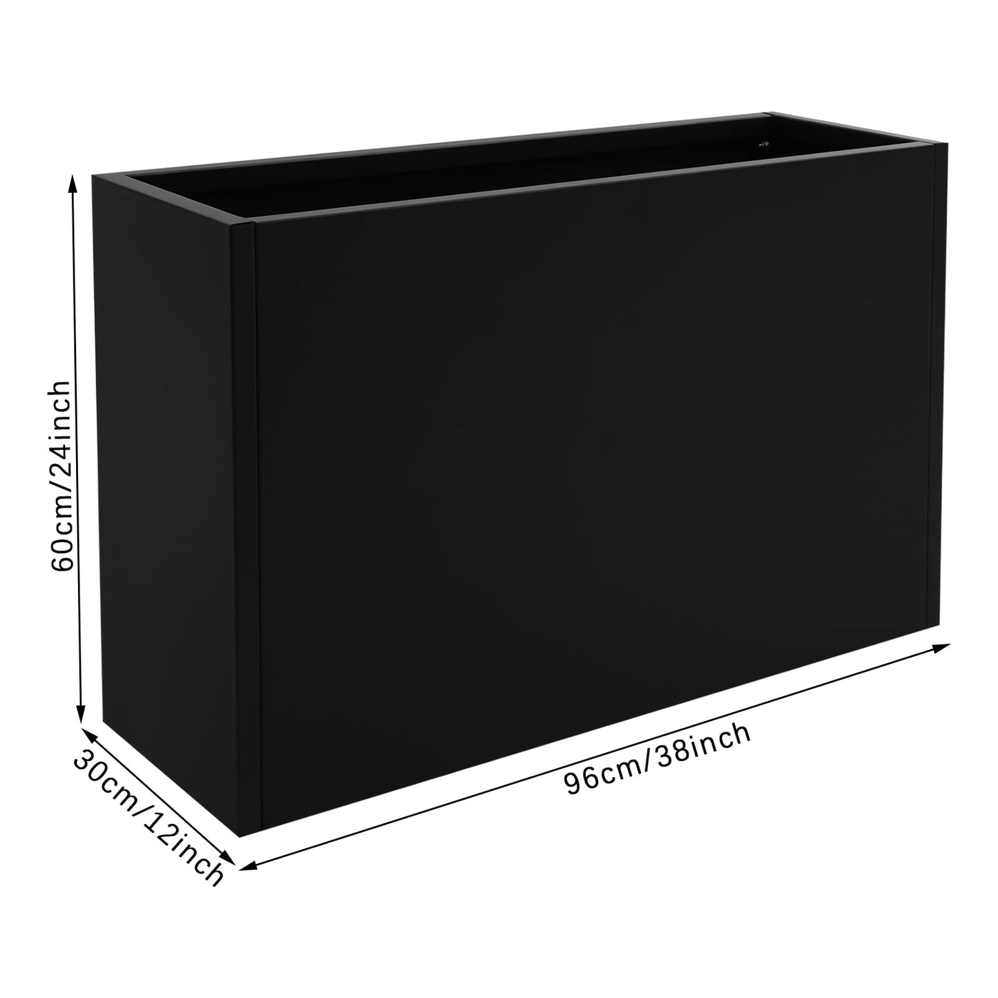 Cashewnuts Metal Planter Box Rectangular Box, 36" x 12" x 24" Heavy Duty Tall Black Planter Divider Garden Boxes Outdoor Planters for Porch Patio Garden (Black)