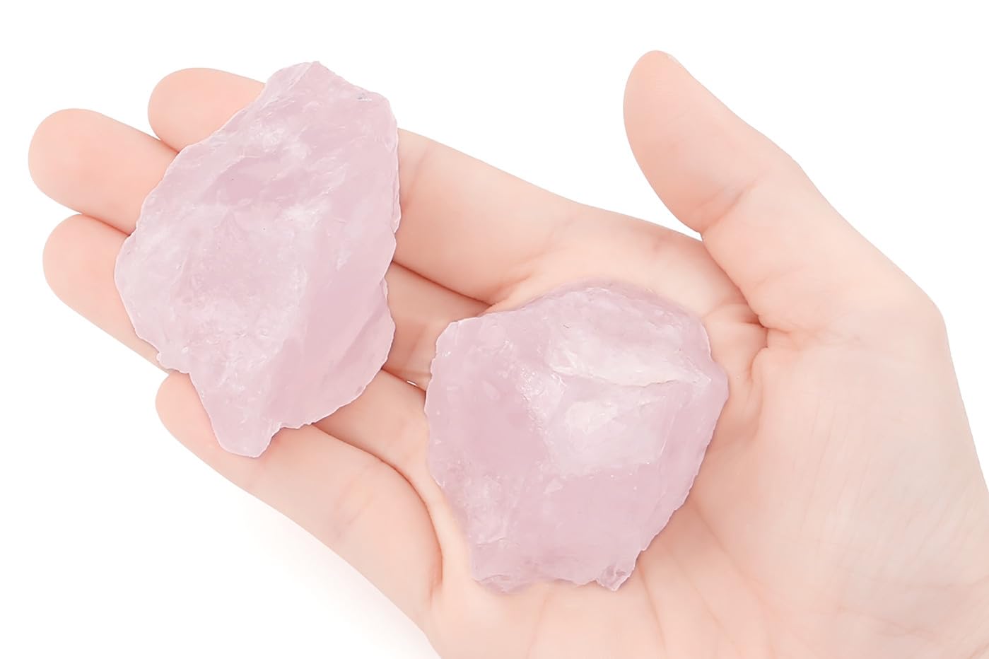 NUKAYAI 2Pcs Rose Quartz 1.8-2.2" Large Raw Crystals Natural Rocks Stones Rough Rose Quartz Healing Crystal for Tumbling Cabbing Fountain Polishing Decoration DIY Wrapping Rock Wire Wicca Reiki