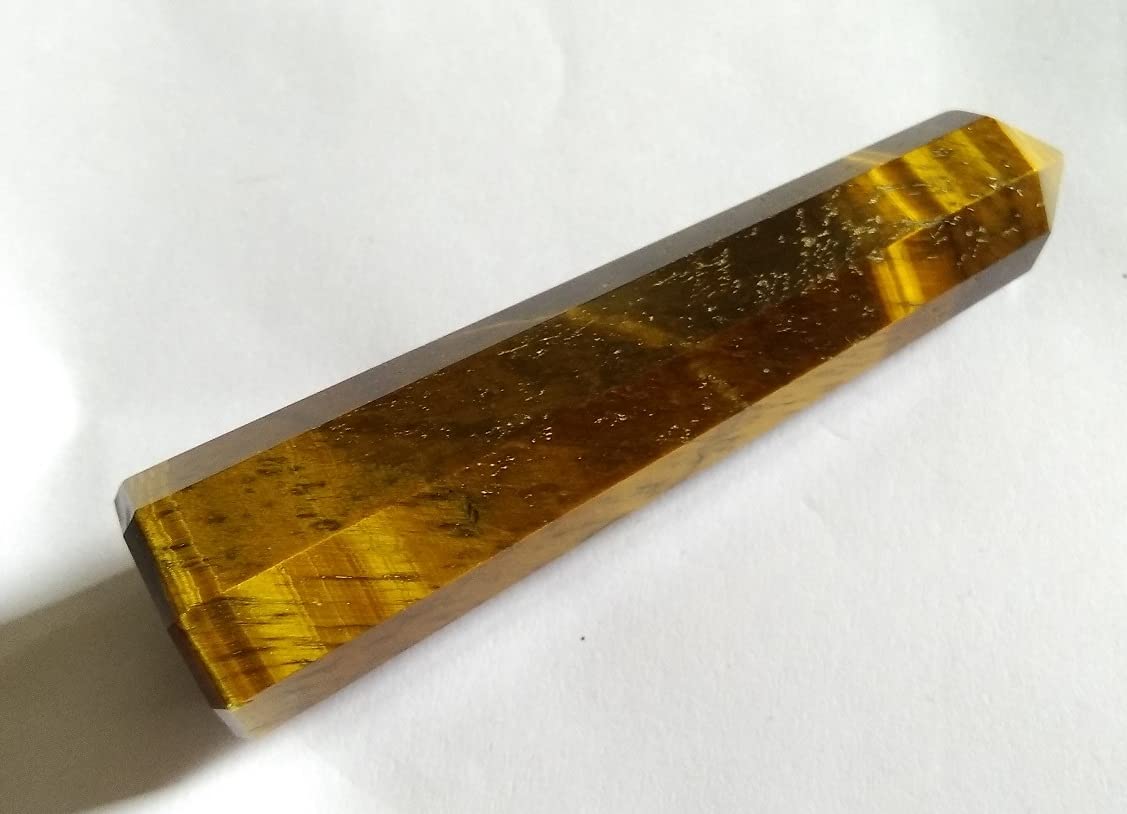 WholesaleGemShop 3 Inch Tiger Eye Gemstones Obelisk Tower Jumbo Facet Aura Rock Crystal Natural Polished Earth Wand Spirit
