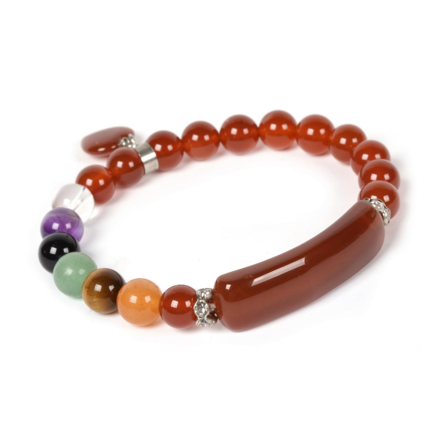 Justinstones Red Agate Natural Healing Stone Bracelet 8mm Beads Chakra Crystal Energy Heart Charm Bracelet Love Friendship Anxiety Crystal Healing Stone Chakra Bracelet