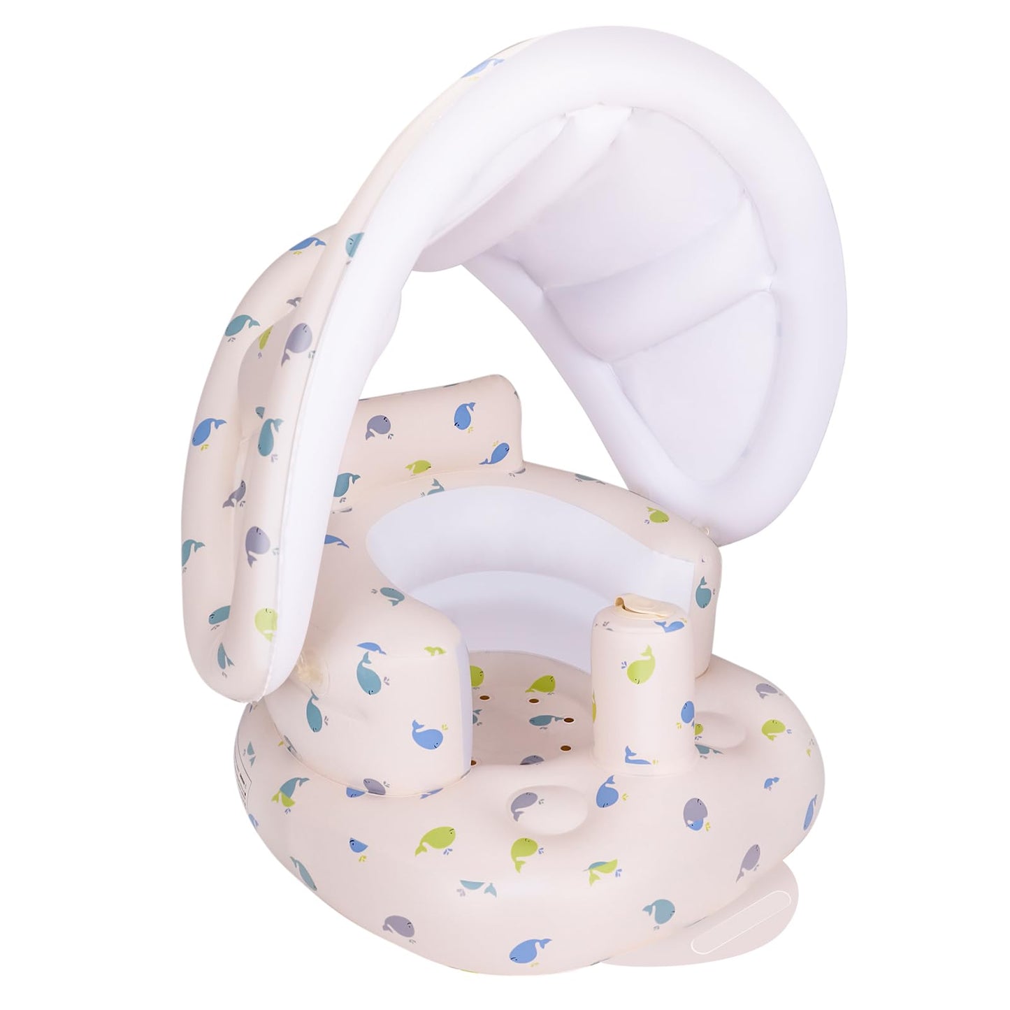 AirSwim Inflatable Baby Seat with Detachable Canopy and Built-in Pump, Inflatable Baby Chair for Babies 3 Months and Up, Sit Me Up Chair for Outdoor Indoor, Bumbo Seat for Infants, Whale
