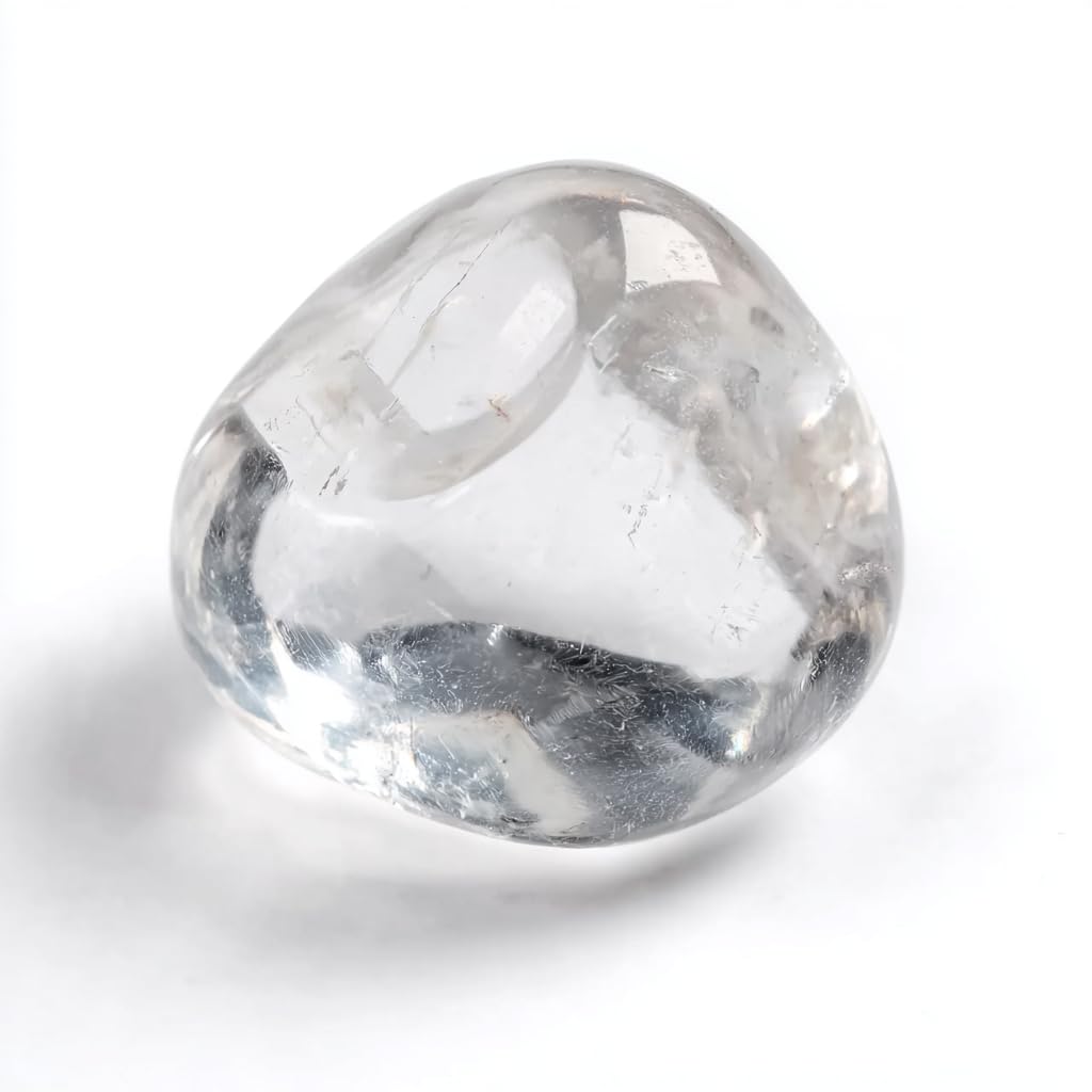 Polished Clear Quartz Healing Crystal Stone – 1 Pc 1.2" Worry Stone for Anxiety, Pocket Palm Gemstone, Super Large Handpicked Natural Tumbled Rock for Meditation, Reiki, Chakra, Home Decor