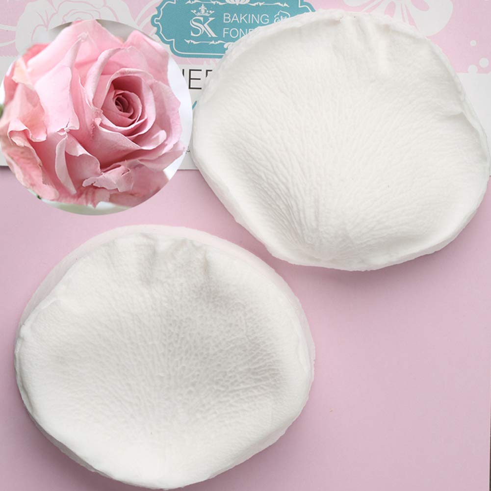 10 Pcs Austin Rose Cutter Set and 2 Pcs Rose Petals Shape Silicone Fondant Mold Veining Petal Sugar Flower Making Tool Cake Decorating Gumpaste Flowers Decor Kit
