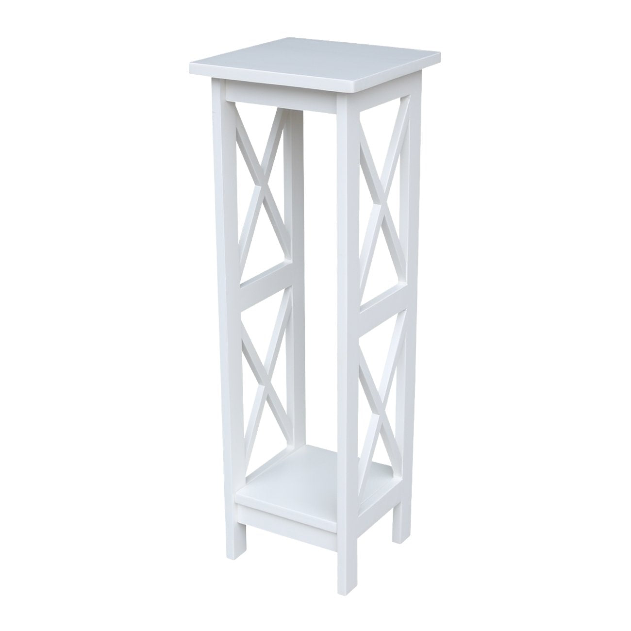 IC International Concepts, 36" X-Sided Plant Stand , Solid Real Wood, Sturdy Parawood, Snow White