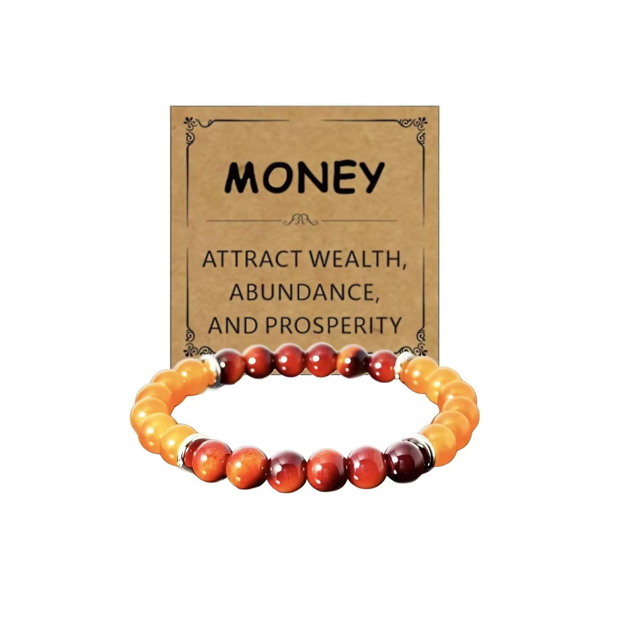Adjustable Crystal Money Bracelets for Women Aventurine & Tiger-Eye Stone Beaded Bracelet Wealth Attraction Feng Shui Good Luck Elastic Bracelets Natural Healing Protection Jade Spiritual Jewelry (Wealth-Red)