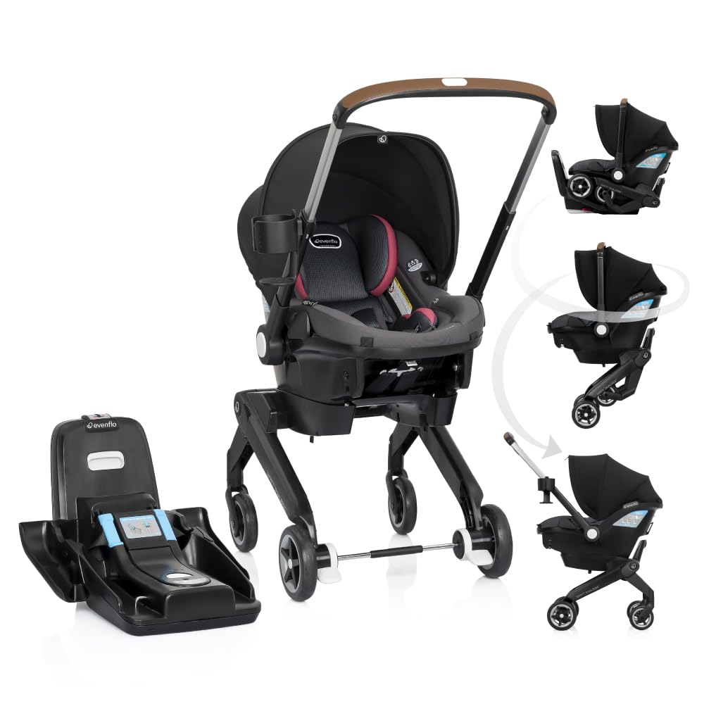 Evenflo Shyft DualRide Preemie and Infant Car Seat Stroller Combo 3-30lbs with Carryall Storage (Sylva Pink)