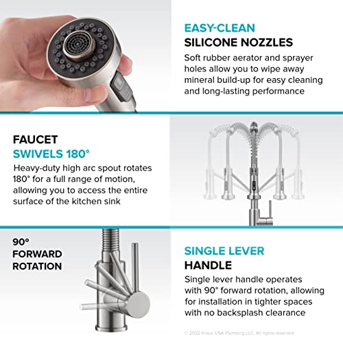 KRAUS Bolden Touchless Sensor Commercial Style 2-Function Single Handle Pull Down Kitchen Faucet in Brushed Brass/Matte Black, KSF-1610BBMB
