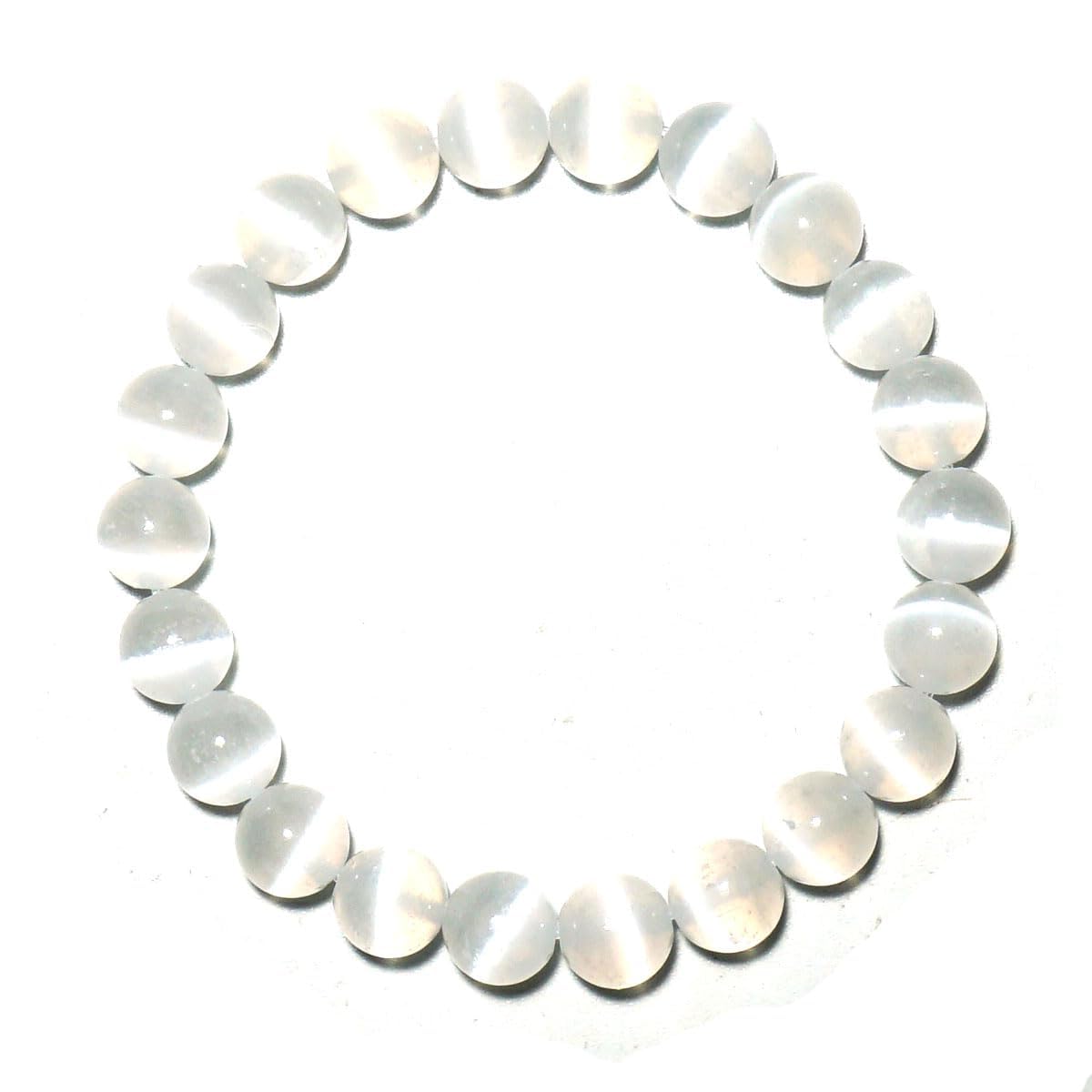 8MM Selenite Bracelets for Women Negative Energy Shield | Natural Cats Eye | Beautiful Crystal Jewelry to Cleanse and Charge Energy & Power | Must Have for Meditation