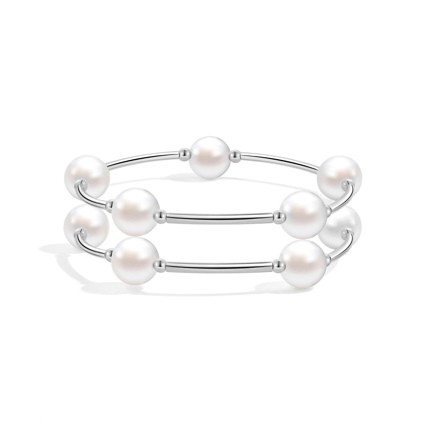 Elegance 11 designs Silver Blessing Bracelet 10mm Crystal White Pearl Bracelet Dainty Thin Tube For Women Simple Bridal Gifts For Friends And Loved