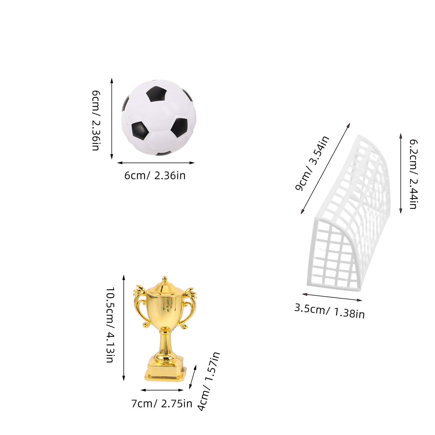VOSAREA 1 Set Mini Soccer Trophy Football Player Figurines, Sports Cupcake Toppers for Birthday Party, Dollhouse Soccer Decor Cake Adornments Set