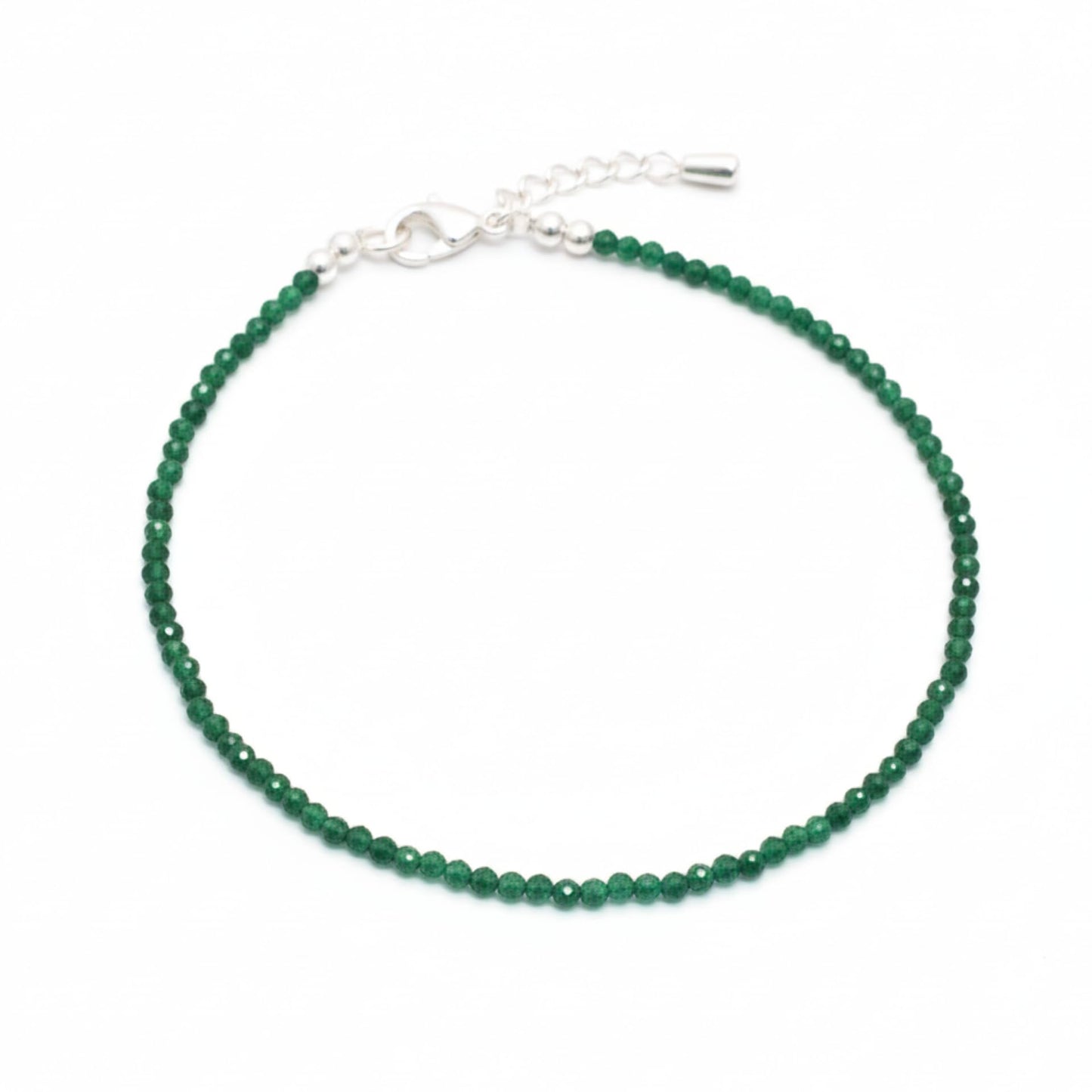 Authentic Green Jade Anklet for Women - Lab Tested Natural Gemstone Bracelet - 2mm Micro Faceted Beads - Adjustable 7 to 9 Inch Healing Crystal Foot Jewelry for Grounding & Root Chakra - Protection Gift for Her - Birthday Gift