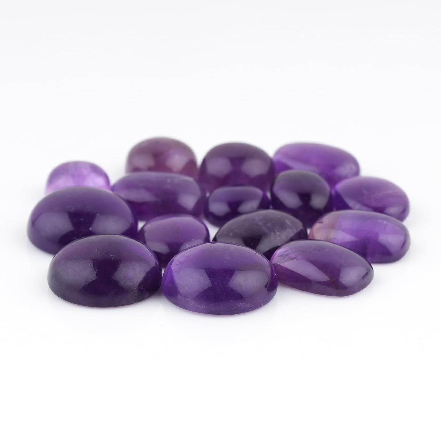 GemSymphony 100 Carat Natural Amethyst Gemstone Cabochon Lot Mixed Shapes – 10 pcs Hand Polished Crystal Stones for Jewelry Making Supply, Healing, Reiki, Craft Supplies, Unique Cab Set for Wire Wrapping & Collectors (10-20 mm)