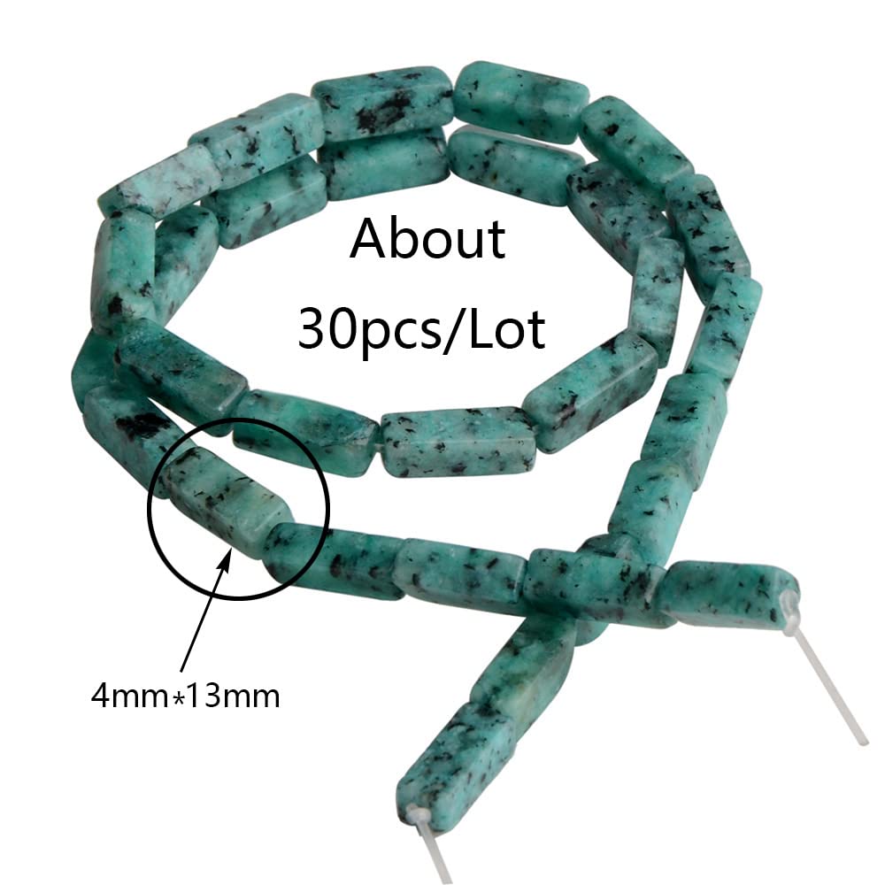 4x13mm Natural Stone Lemon Jade Rectangular Column Tube Cylinder Spacer Loose Beads Gemstone for DIY Bracelets Necklace Jewelry Making Strand 15 Inch (28-30pcs)