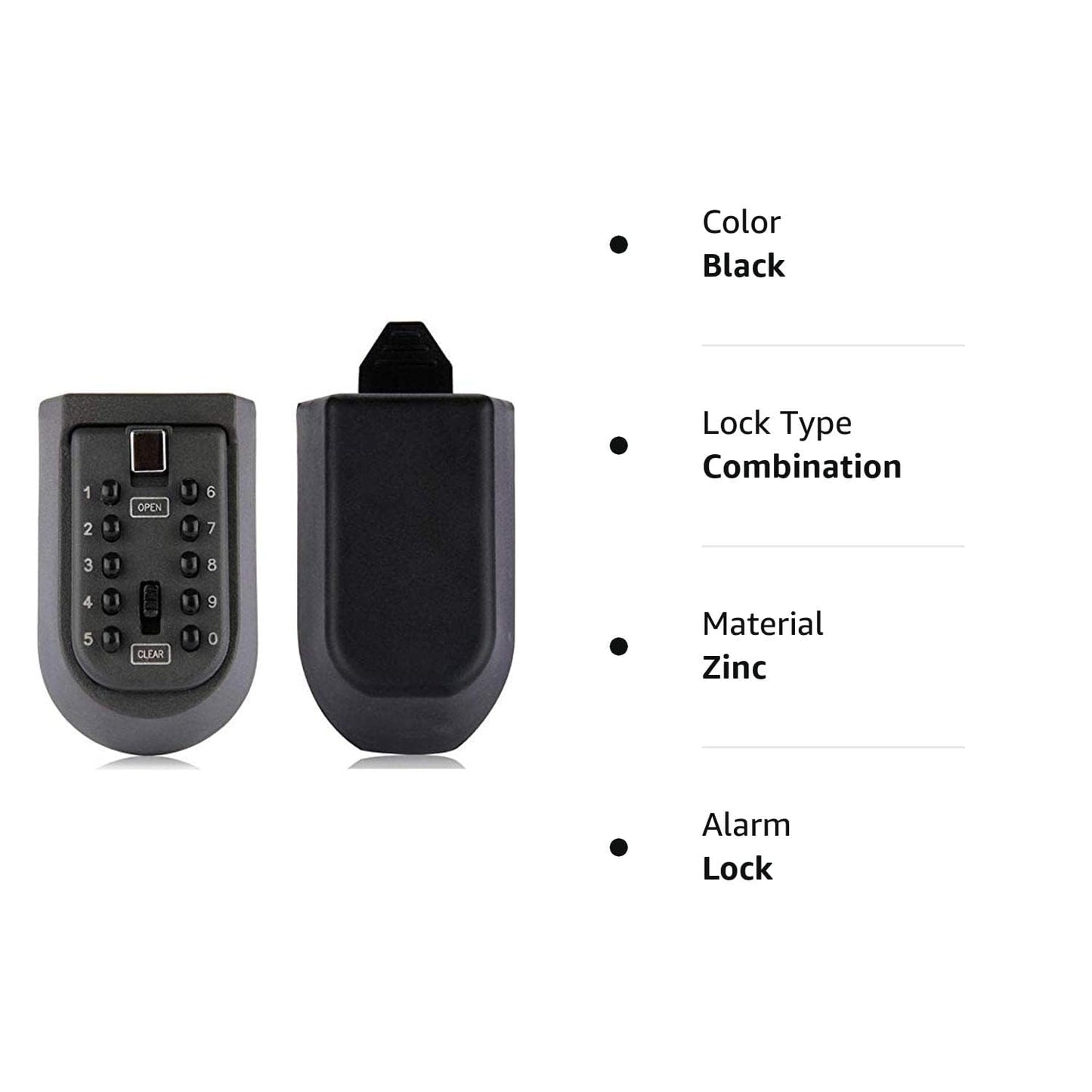 Lospu HY Indoor & Outdoor Key Lock Box Wall Mounted Push Button Combination Key Safe Storage Security Lock Box with Black Rubber Cover & Wall Bolt Fixings for 5 to 7 Mortise Style Keys
