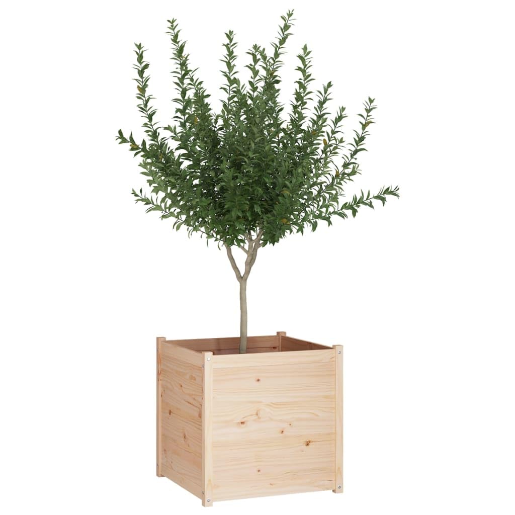 WXGTBKPR Square Garden Planter Box, 27.6 in Solid Pinewood Flower Pot for Outdoor Patio, Backyard, Deck, and Vegetable Herb Gardening