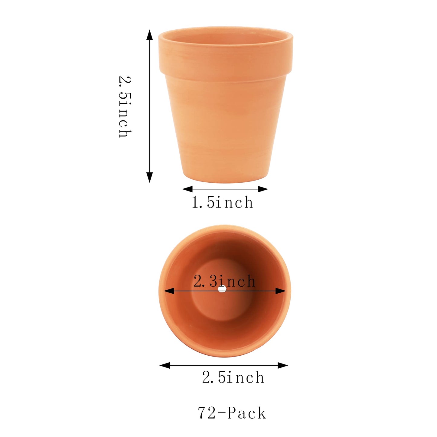 Yishang 2.5 inch Terracotta Pots with Drainage Holes,Small Mini Clay Ceramic Pottery Planter,Cactus Flower Terra Cotta Pots,Succulents Nursery Pots for Indoor/Outdoor Plants,Crafts,Wedding-72 Pack