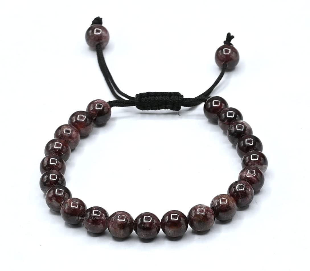 Amazing Gemstone Garnet Bracelet for Women Men's Gifts - Protection Healing Crystal Bracelet - 8mm Gemstone Beaded Adjustable Bracelet