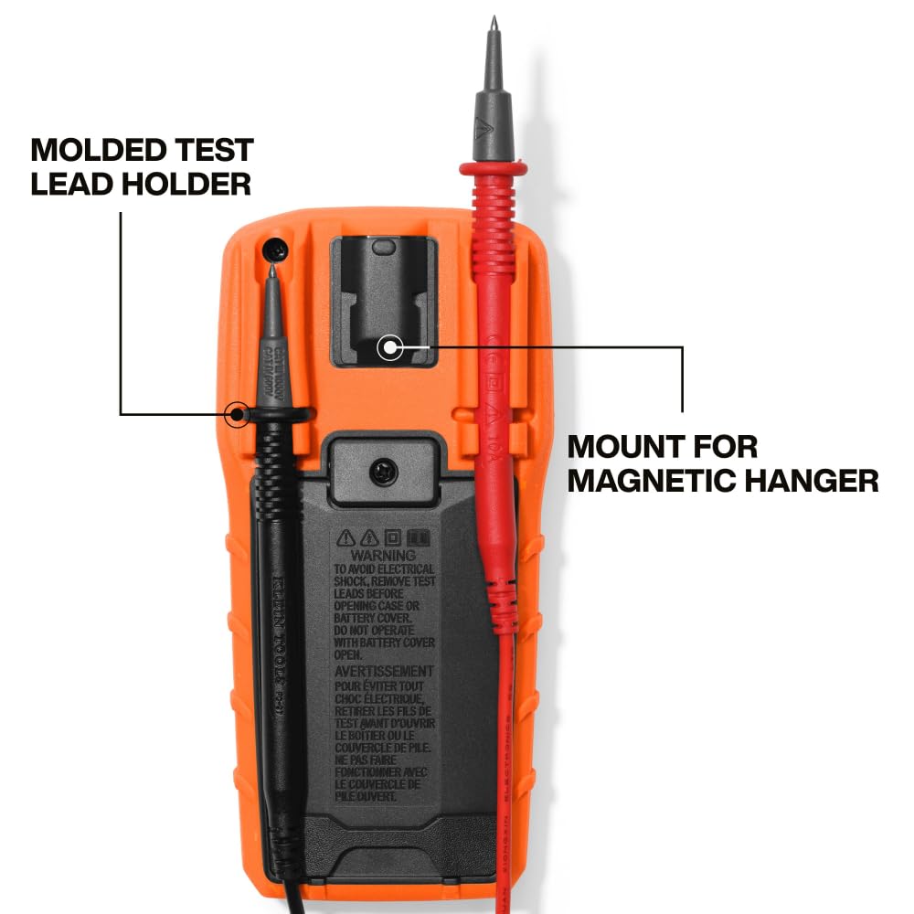Klein Tools 80196 Digital Multimeter Kit with Case, Manual-Ranging 600V AC/DC Voltage Tester, Tests Batteries, Current, Resistance, Diodes, and Continuity, Protective Carrying Case