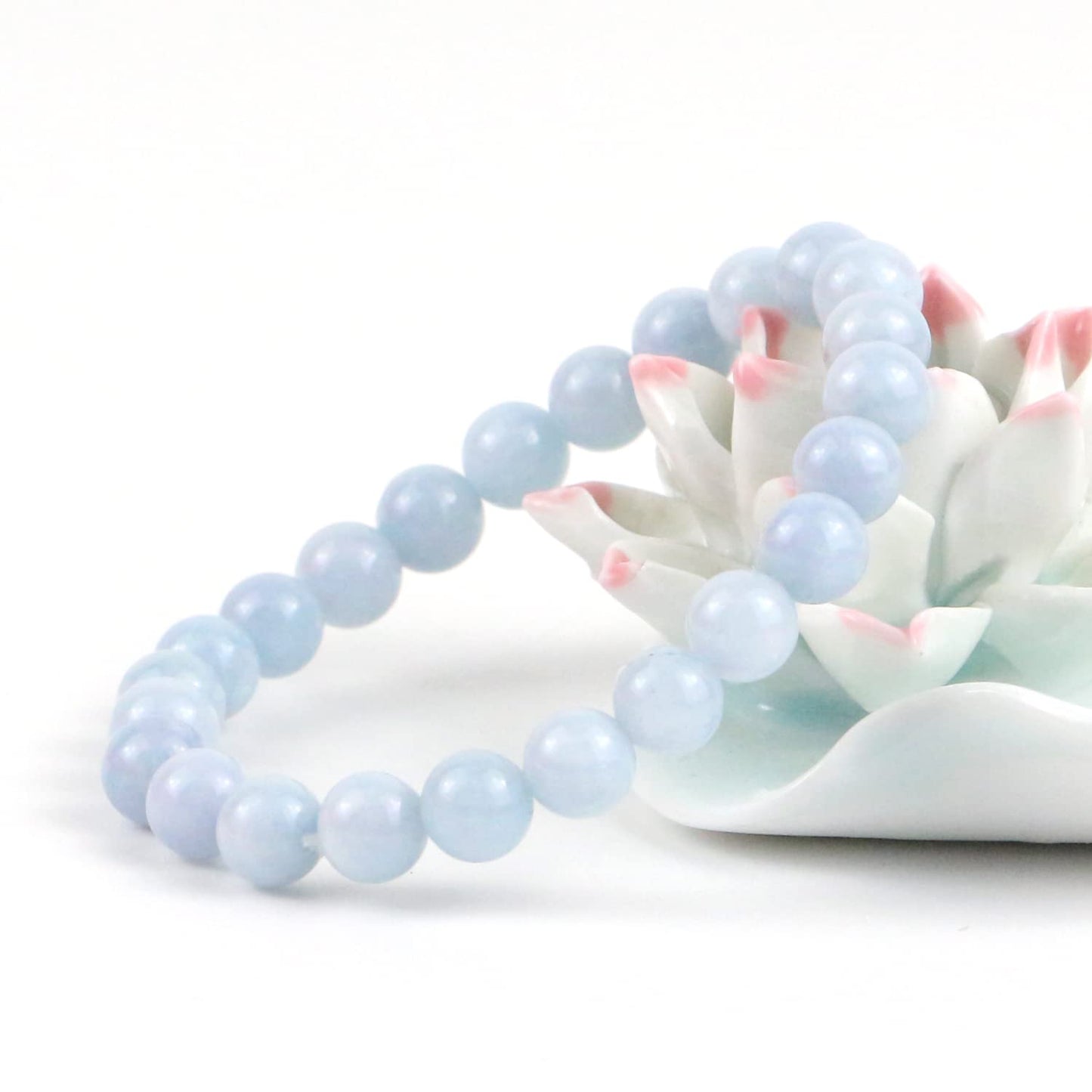 Clearain Natural Gemstones Bracelet 8mm Chakra Round Beads Energy Power Crystal Reiki Healing Elastic Stretch 7 Inch for Women Men Unisex（Aquamarine）