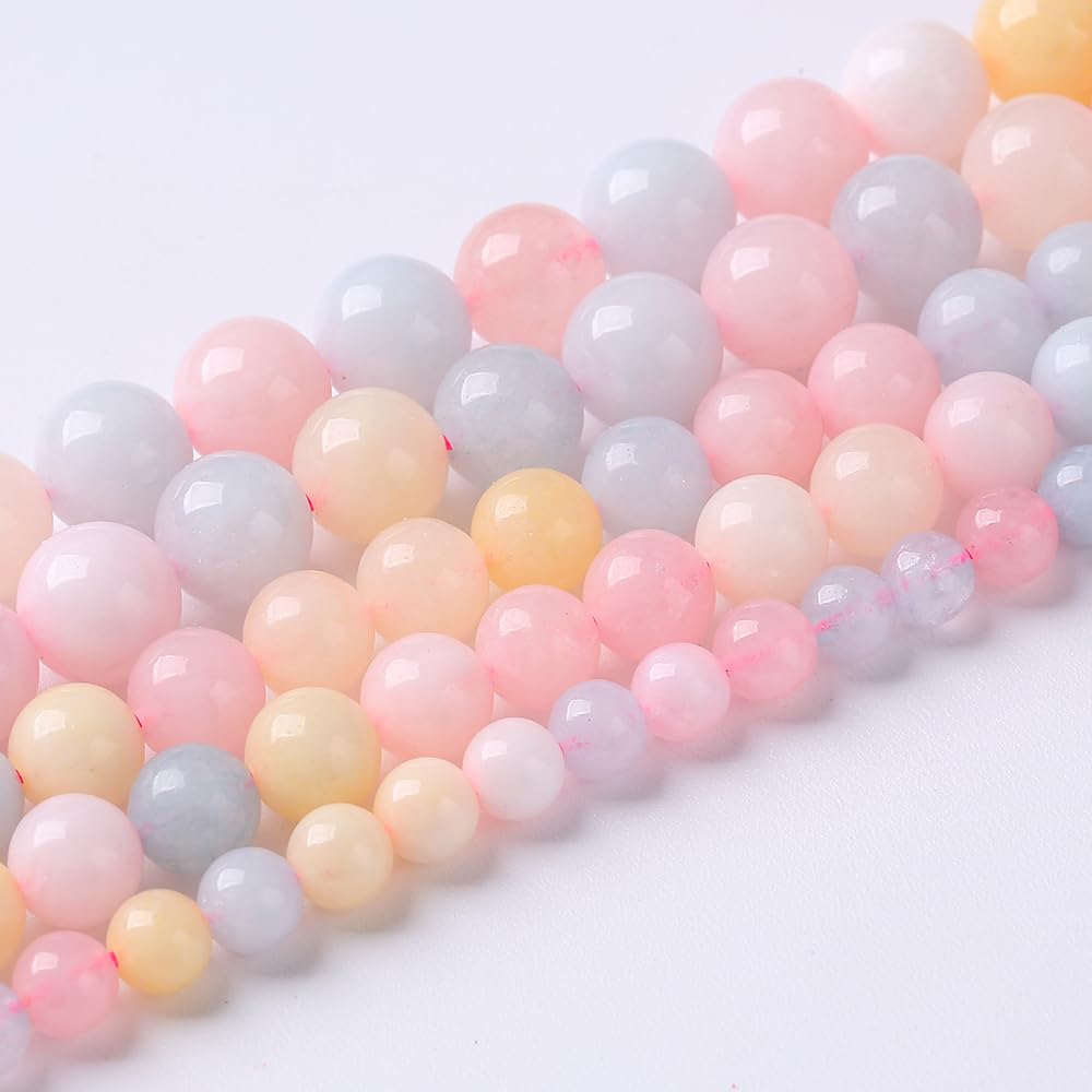 36pcs 10mm Natural Stone Morganite Beads Round Loose Beads for Jewelry Making DIY Bracelets Necklaces Crystal Energy Healing Stone Beads 15" (10mm, Morganite)