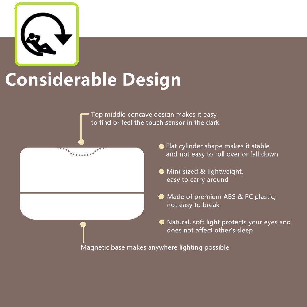 RTSU Rechargeable Mini Touch Night Light, Wireless LED Lamp for Kids - Portable, Dimmable Nursery Lamp