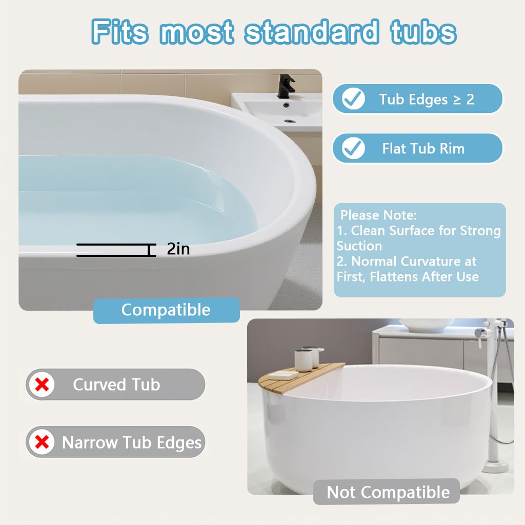 AyNirser Bathtub Splash Guard Play Shelf Over Tub 31” with Strong Suction Cups, Silicone Tub Water Guards Toy Tray Holder No Mess Water Spill in Bathroom-White
