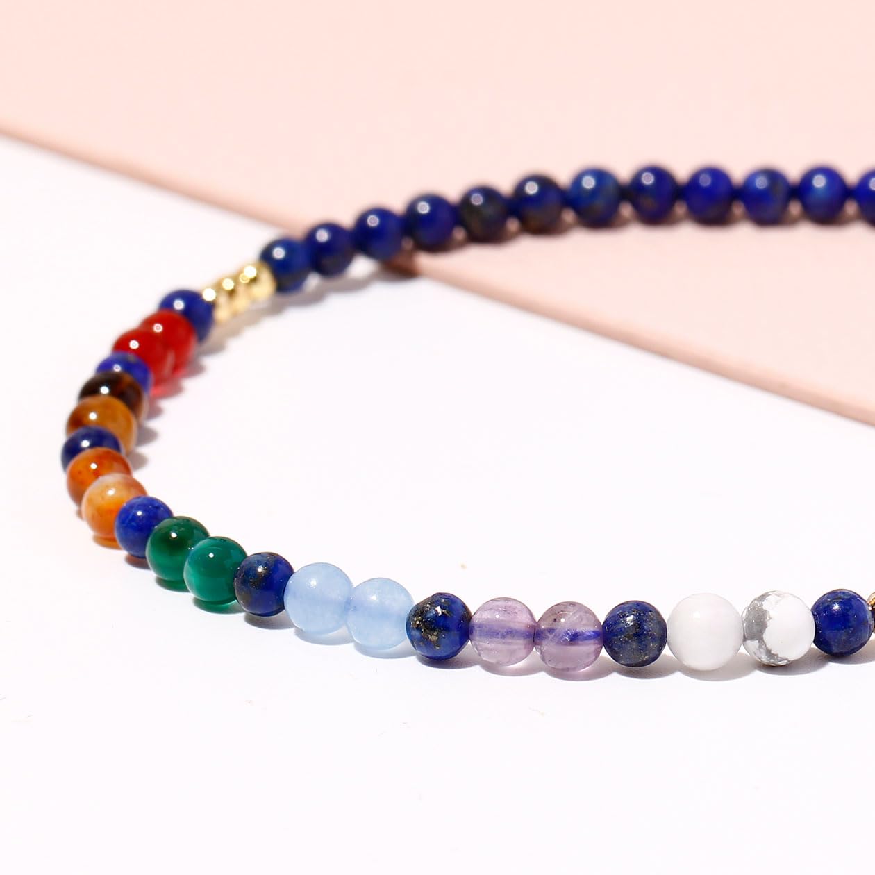 Wizock Reiki 7 Chakra Beaded Anklet Meditation Yoga Colorful Ankle Bracelets for Women Balance Beach Foot Jewelry Adjustable (Lapis Lazuli)