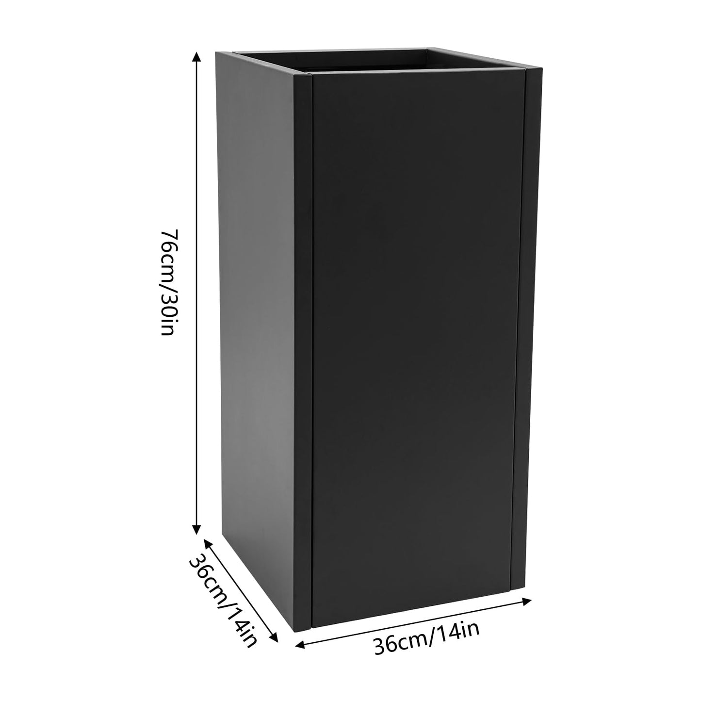 Synaiolma Tall Outdoor/Indoor Planter Box, 30in H Rectangular Large Flowerpot, Tall Metal Planter Box with Drainage Hole for Indoor Outdoor Deck Porch Garden Home Patio Front Door.