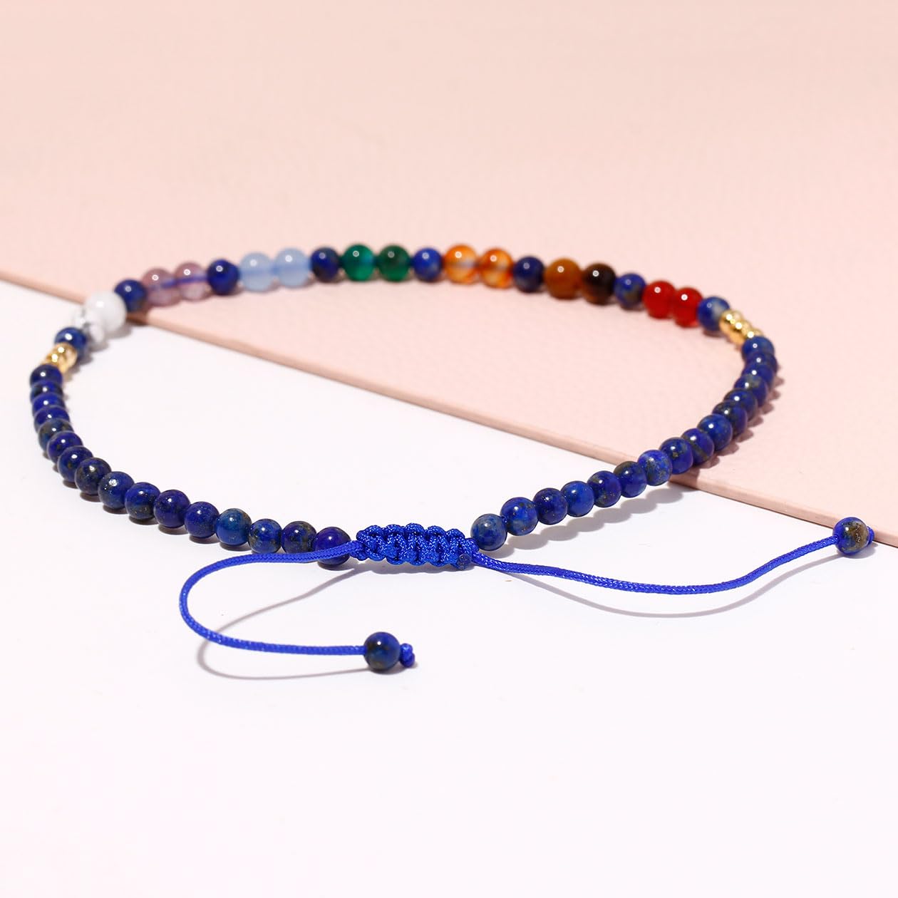 Wizock Reiki 7 Chakra Beaded Anklet Meditation Yoga Colorful Ankle Bracelets for Women Balance Beach Foot Jewelry Adjustable (Lapis Lazuli)