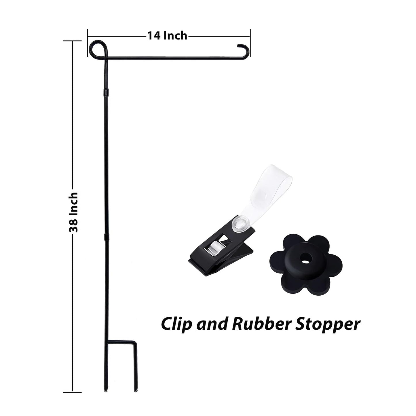 TOPFLAGS Garden Flag Stand with Pride Garden Flags Metal Yard Holder Pole Stake Small Stands for 12.5x18 Inch Double Side LGBTQ Progress Flags with Clips and Stopper