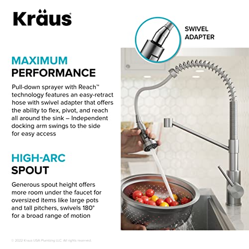 KRAUS Bolden Touchless Sensor Commercial Style 2-Function Single Handle Pull Down Kitchen Faucet in Brushed Brass/Matte Black, KSF-1610BBMB