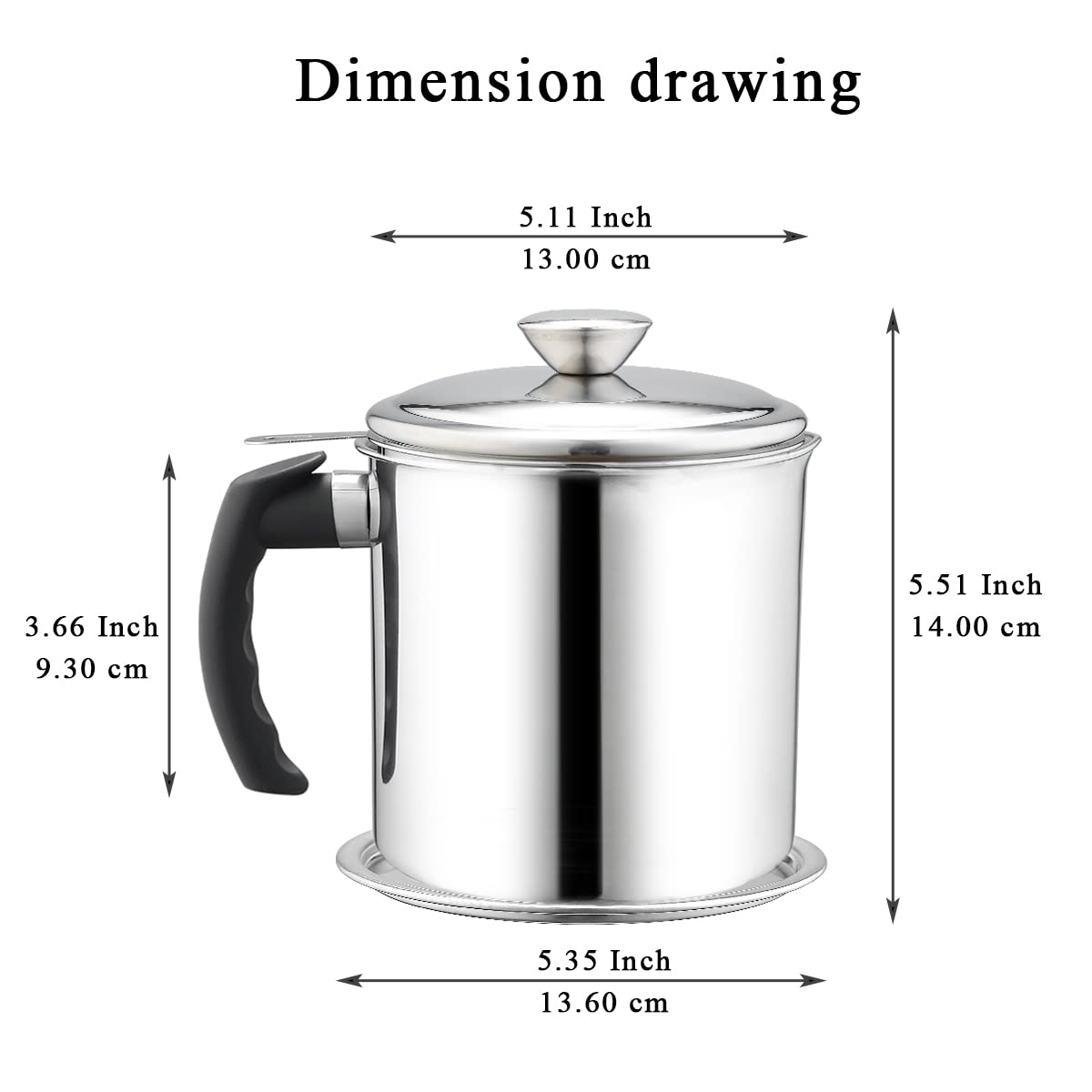 Kyraton Bacon Grease Container With Strainer, 48 oz Stainless Steel Oil Container, Pot Fat Storage With Lid, Easy Grip Handle Suitable For Storing Frying Oil And Cooking Grease 1. Silver
