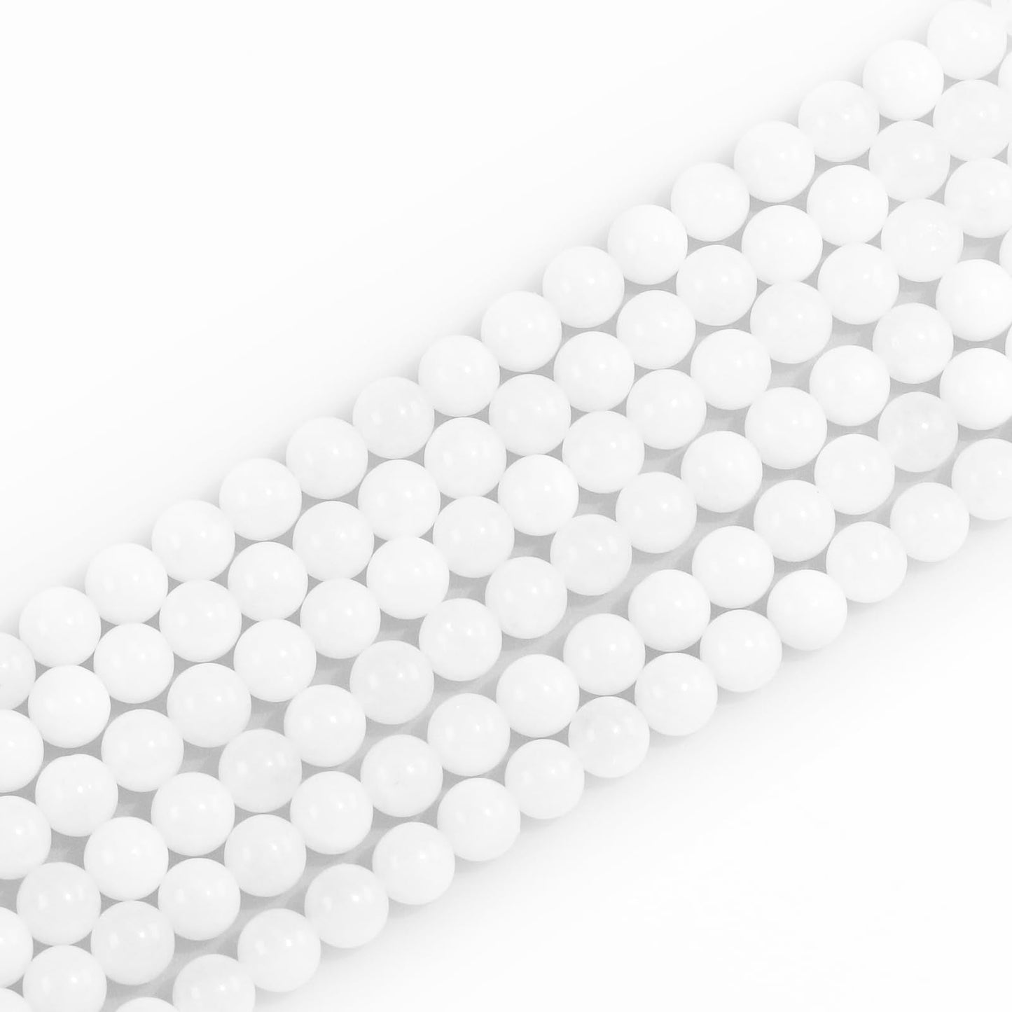 10mm Natural Gemstone Round Loose Beads for Jewelry Making White Jade Crystal Stone Beads for Bracelets Necklace Earrings Making Supplies (35-38pcs/Strand)