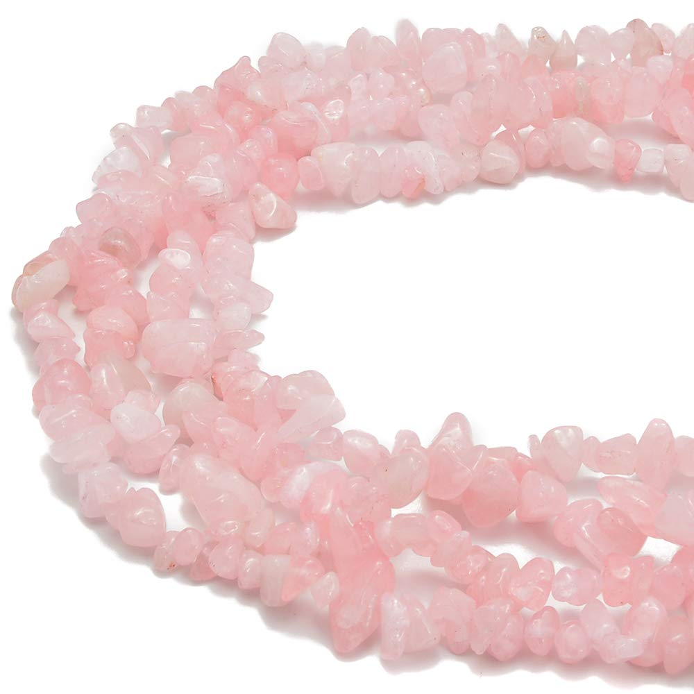 PLTbeads Gemstone Chips Natural Pink Rose Quartz 3-5mm Healing Crystals Waist Bracelets Necklace Kit Irregular Stone DIY Crafts Design Jewelry Making Approxi 32 inch