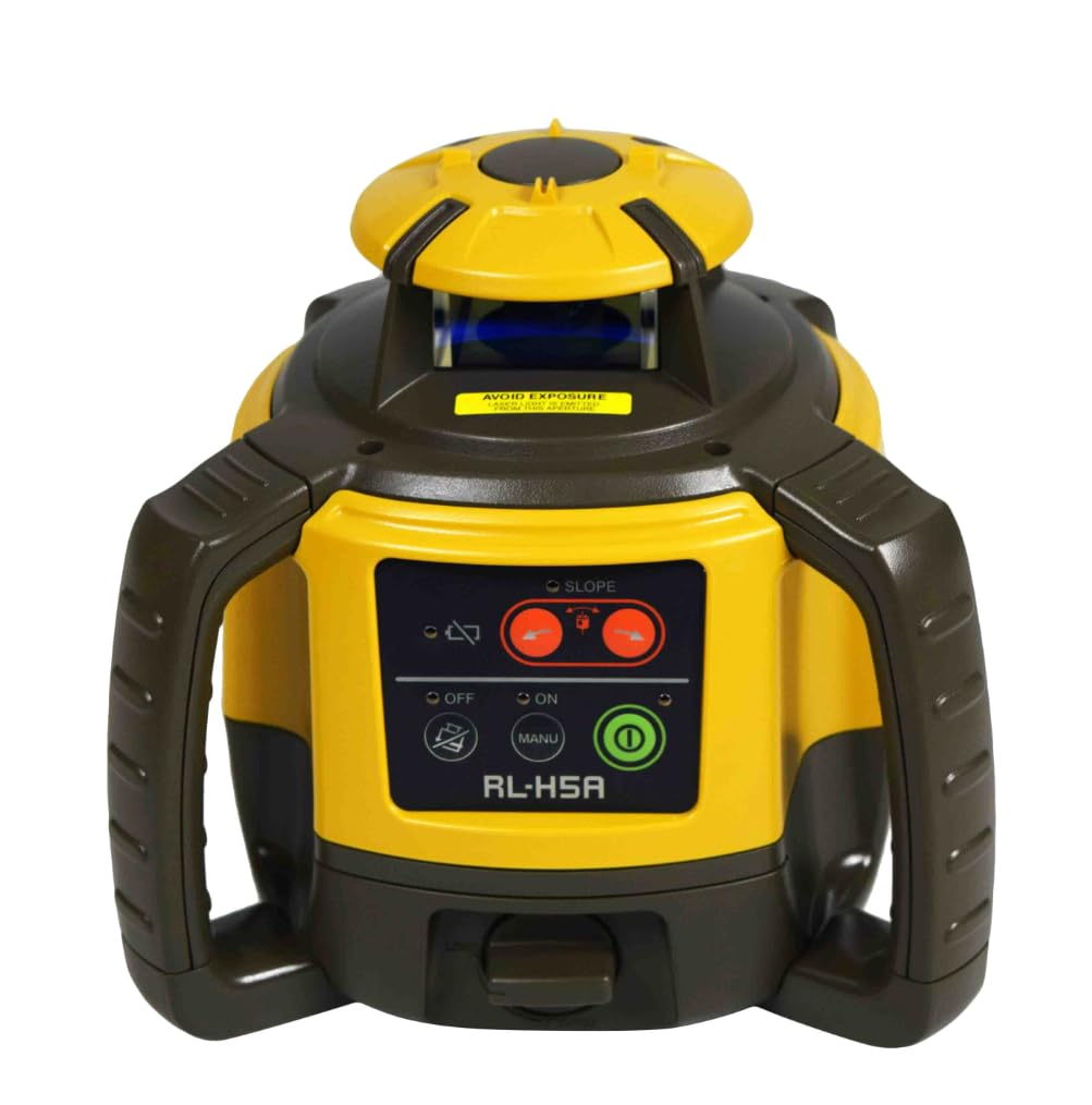 Topcon RL-H5A Laser Transit Leveler Kit - LS-80X Rotary Laser Receiver with Rod Bracket - 36-60in Precision Level 360 Laser Tripod - 13ft Fiber Rod Level Tool with Inch Increments for Construction