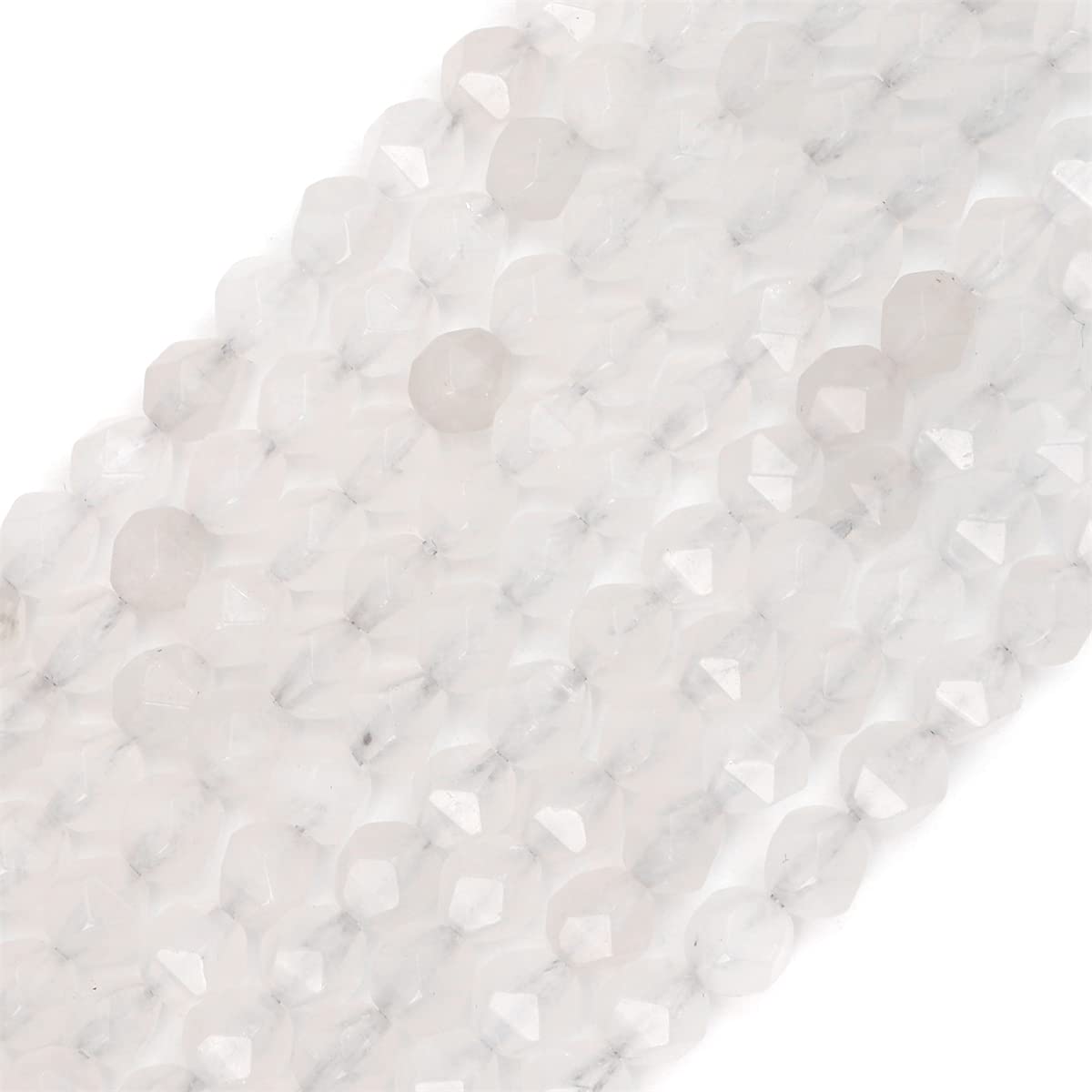 BEADIA Faceted Natural White Agate Stone Round Beads 6mm 36cm/Strand for Jewelry Making