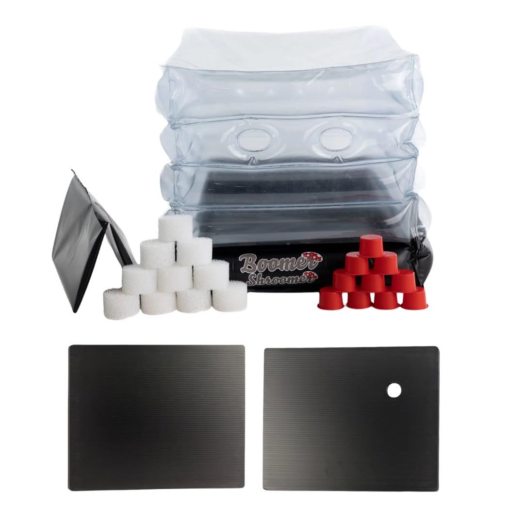 Boomer Shroomer Inflatable Monotub Kit, Mushroom Growing Kit Includes a Drain Port, Plugs & Filters, Removeable Liner [Patent No: US 11,871,706 B2]