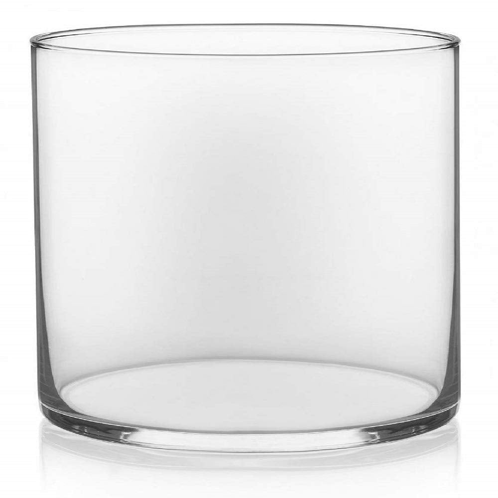 Floral Supply Online - 6" Tall x 6" Wide Cylinder Glass Vase and Flower Guide Booklet - for Weddings, Events, Decorating, Arrangements, Flowers, Office, or Home Decor.