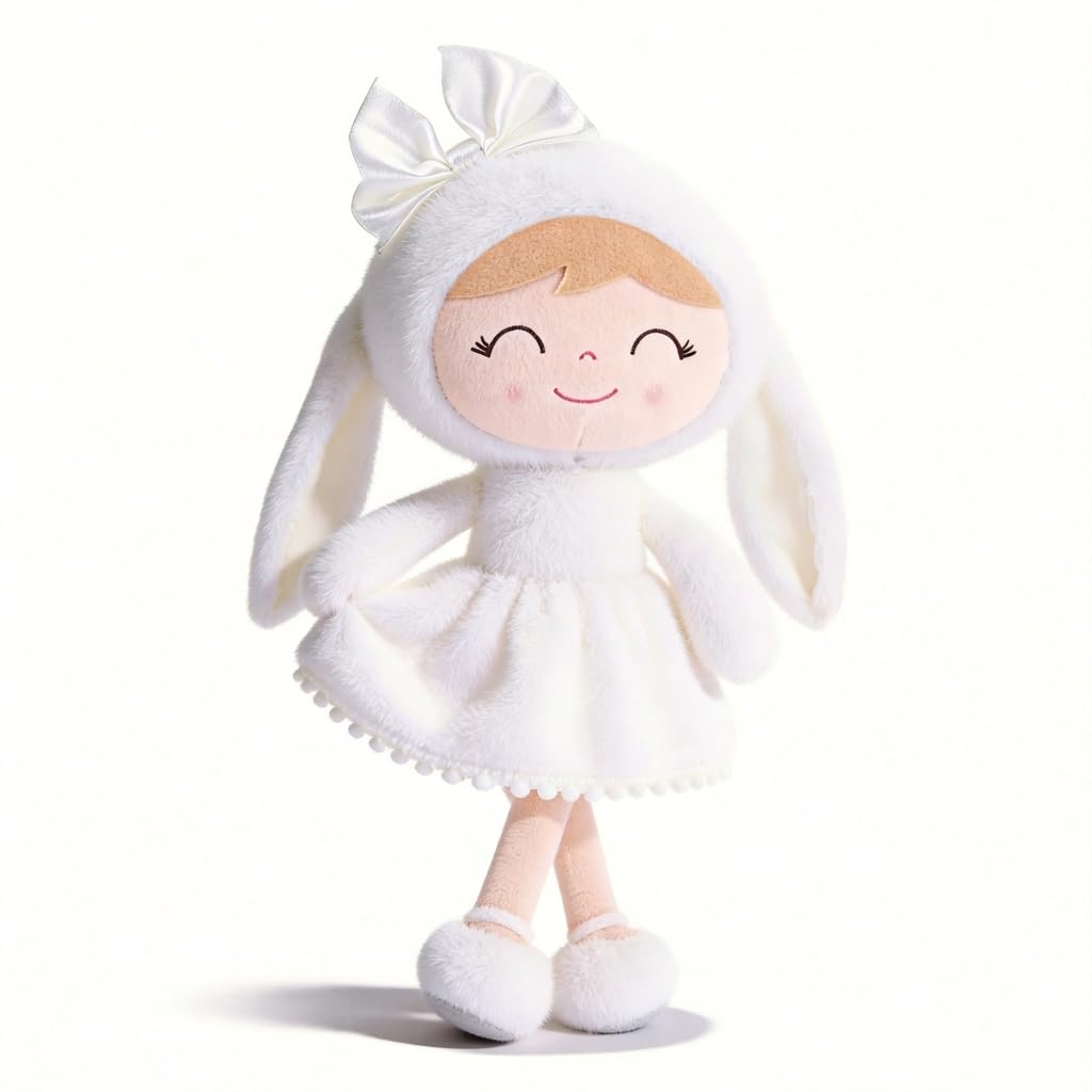 Gloveleya Baby Girl Gift Plush Bunny Dolls First Baby Doll Toddlers Rabbit Toy Bunny Gifts for Girl White 12 Inches