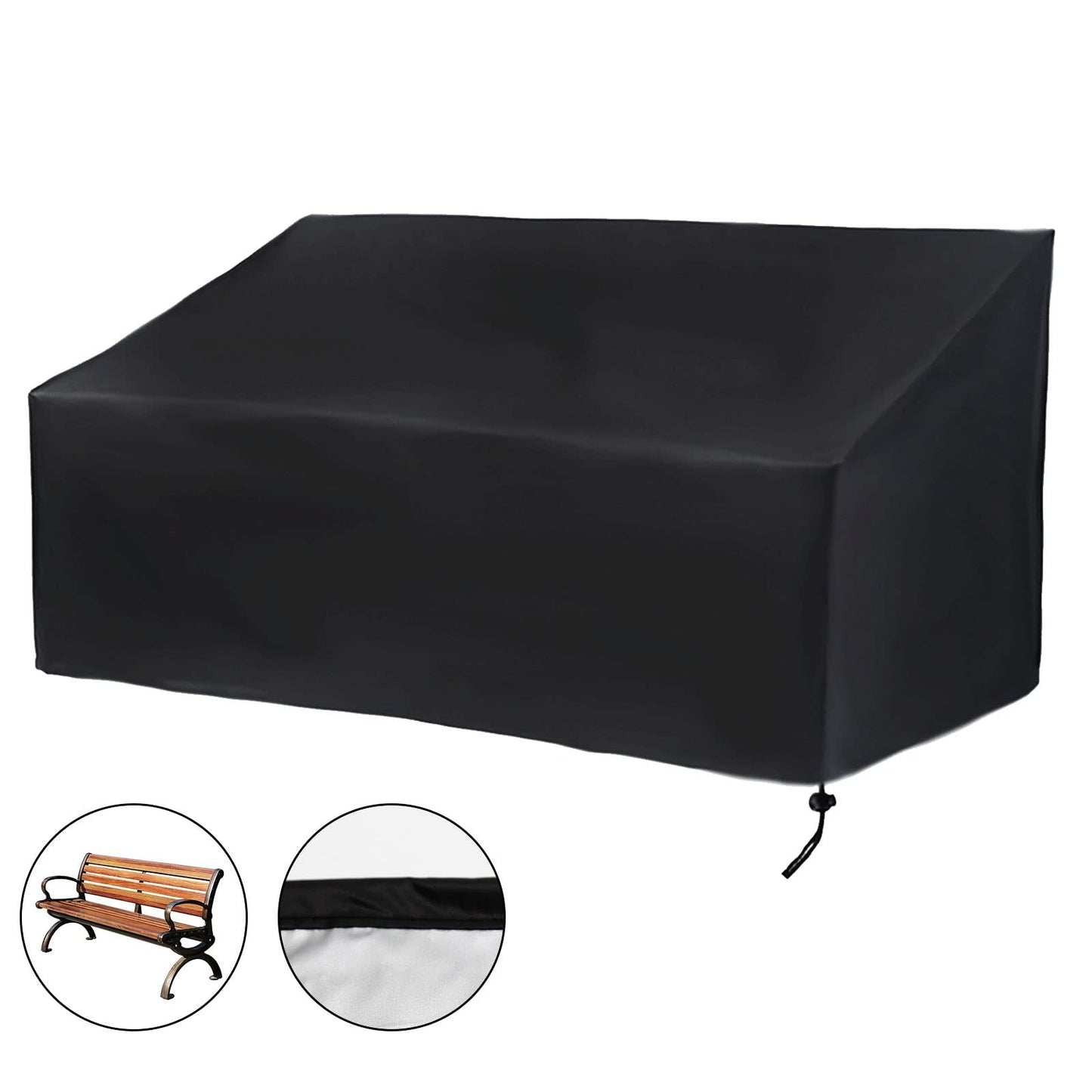 Hoypeyfiy Patio Bench Cover,Furniture Bench Cover,Waterproof Windproof Oxford Fabric Bench Cover for Furniture (Black)