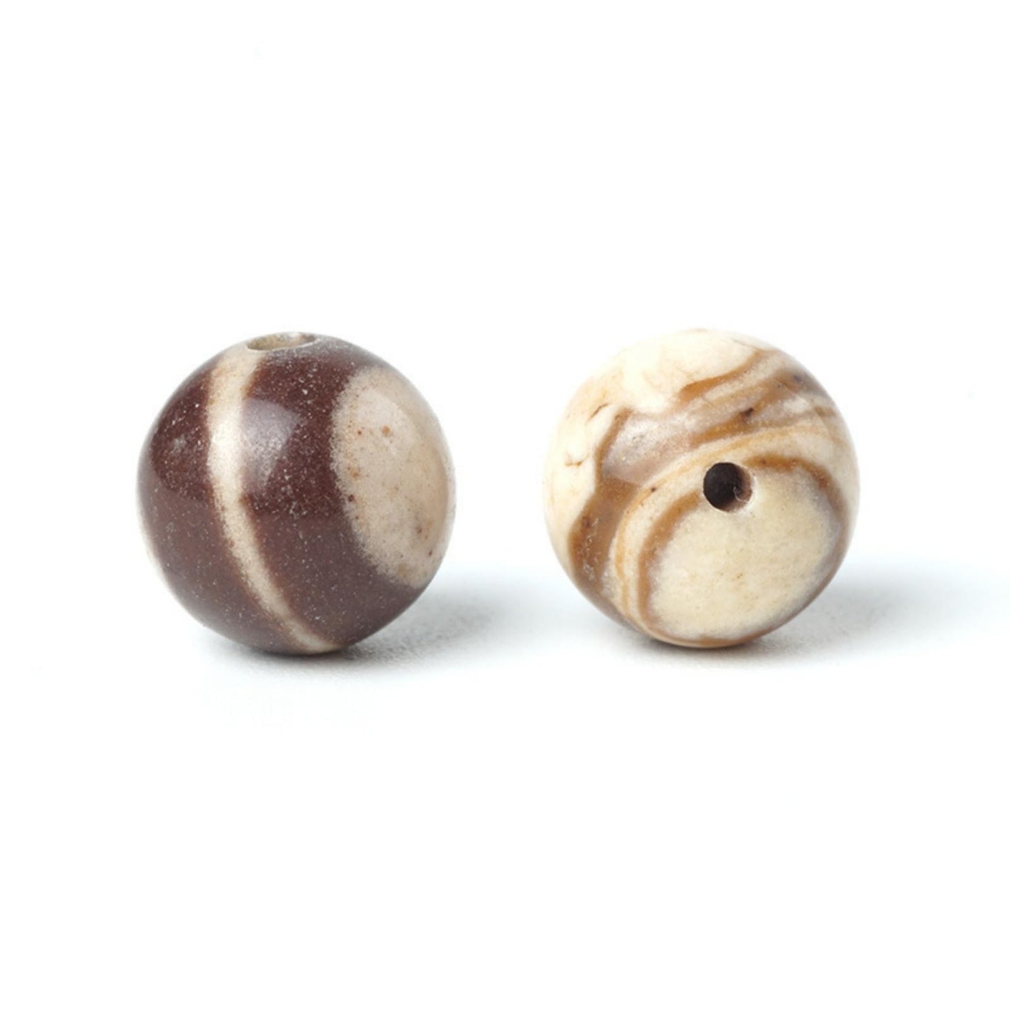 100Pcs Natural Stone 8mm Australia Zebra Round Loose Gemstone Energy Healing Beads Hole Size 1mm DIY Smooth Beads for Bracelet Necklace Earrings Jewelry Making