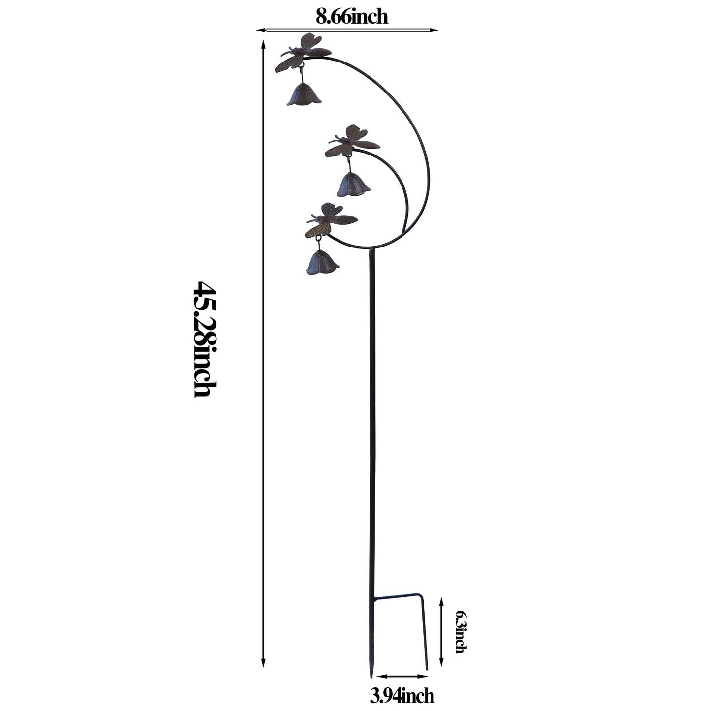 Gardens Metal Bees with Bells for Outside Garden Art,Decorative Garden Stakes